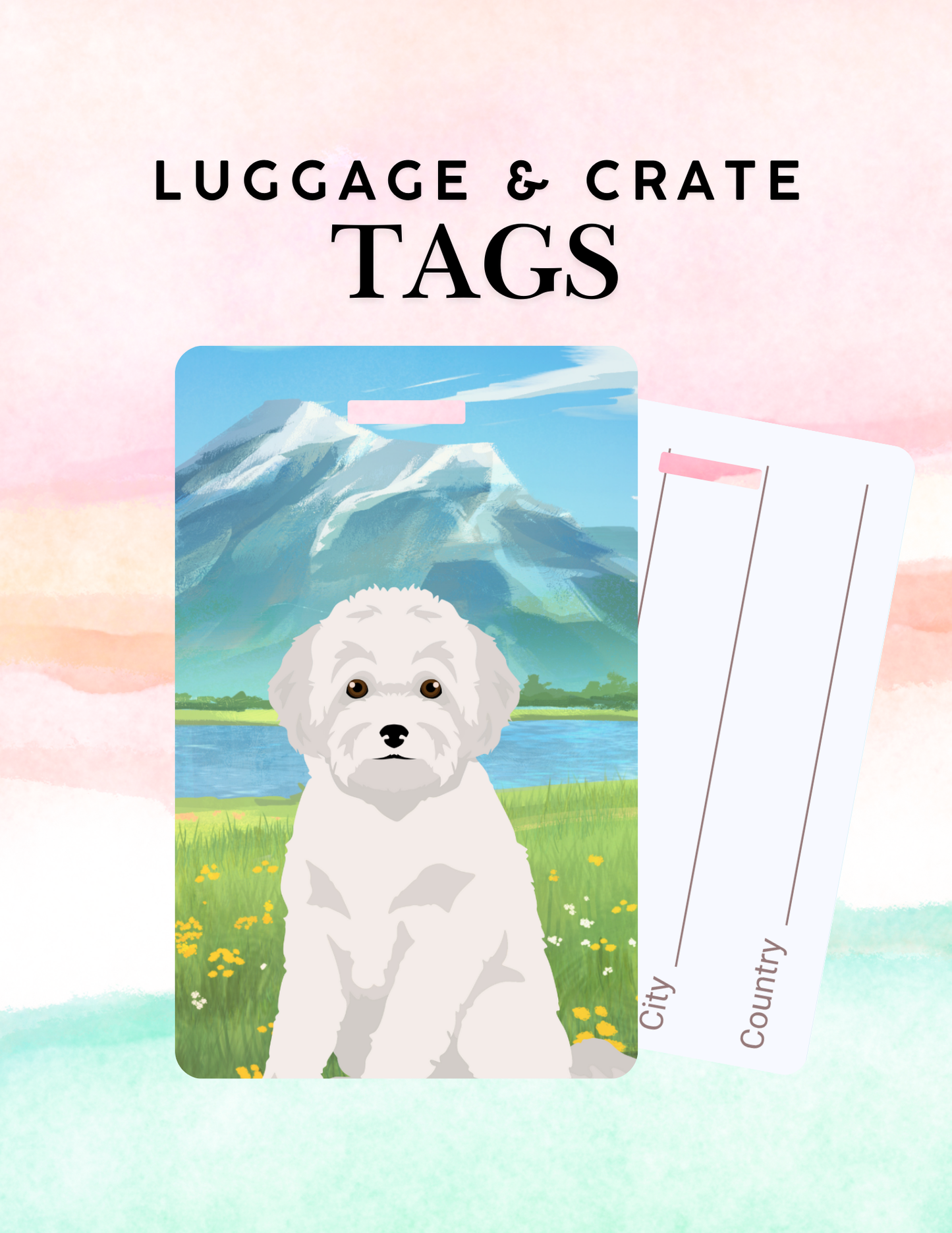 Poodle Dog Metal Luggage/ Crate Tag