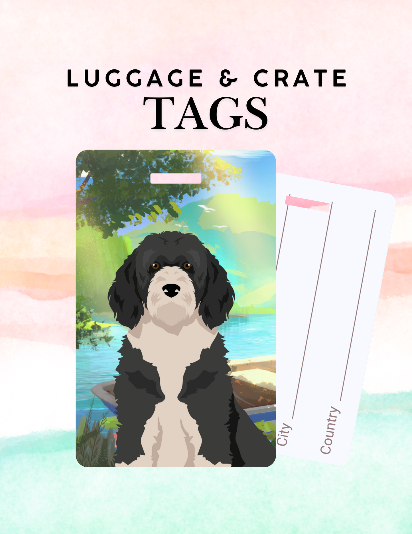 Portuguese Water Dog Dog Metal Luggage/ Crate Tag