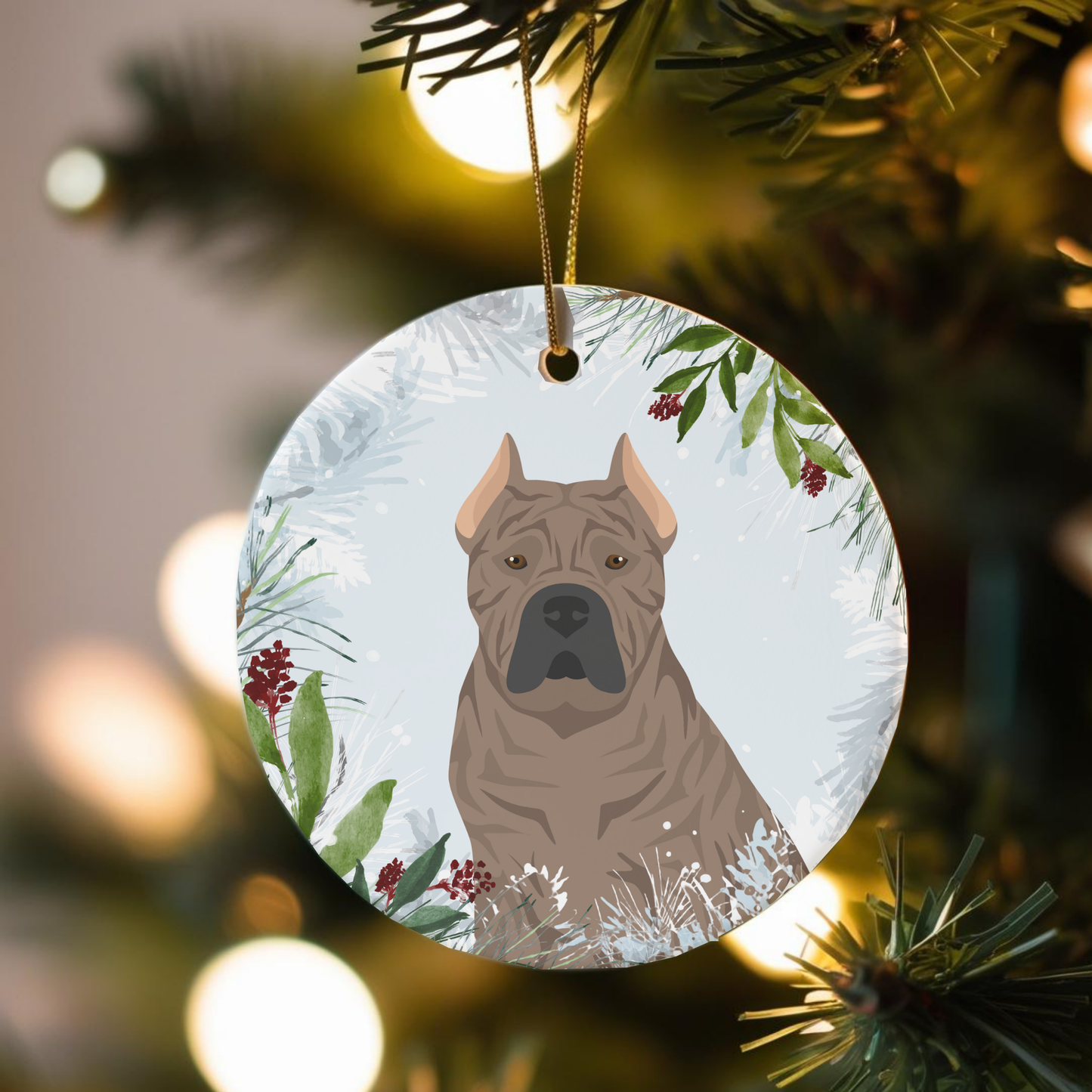 Presa Canario Dog Ceramic Christmas Ornaments