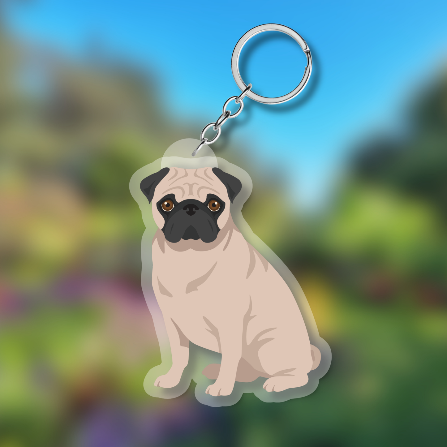 Pug Dog 2.5in Acrylic Keychain