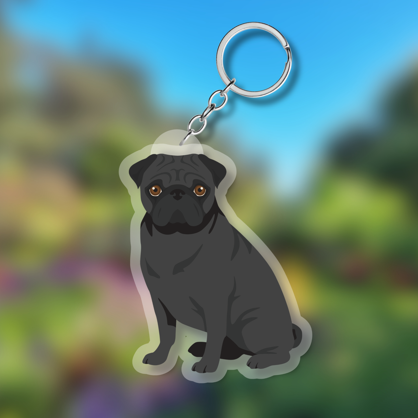 Pug Dog 2.5in Acrylic Keychain