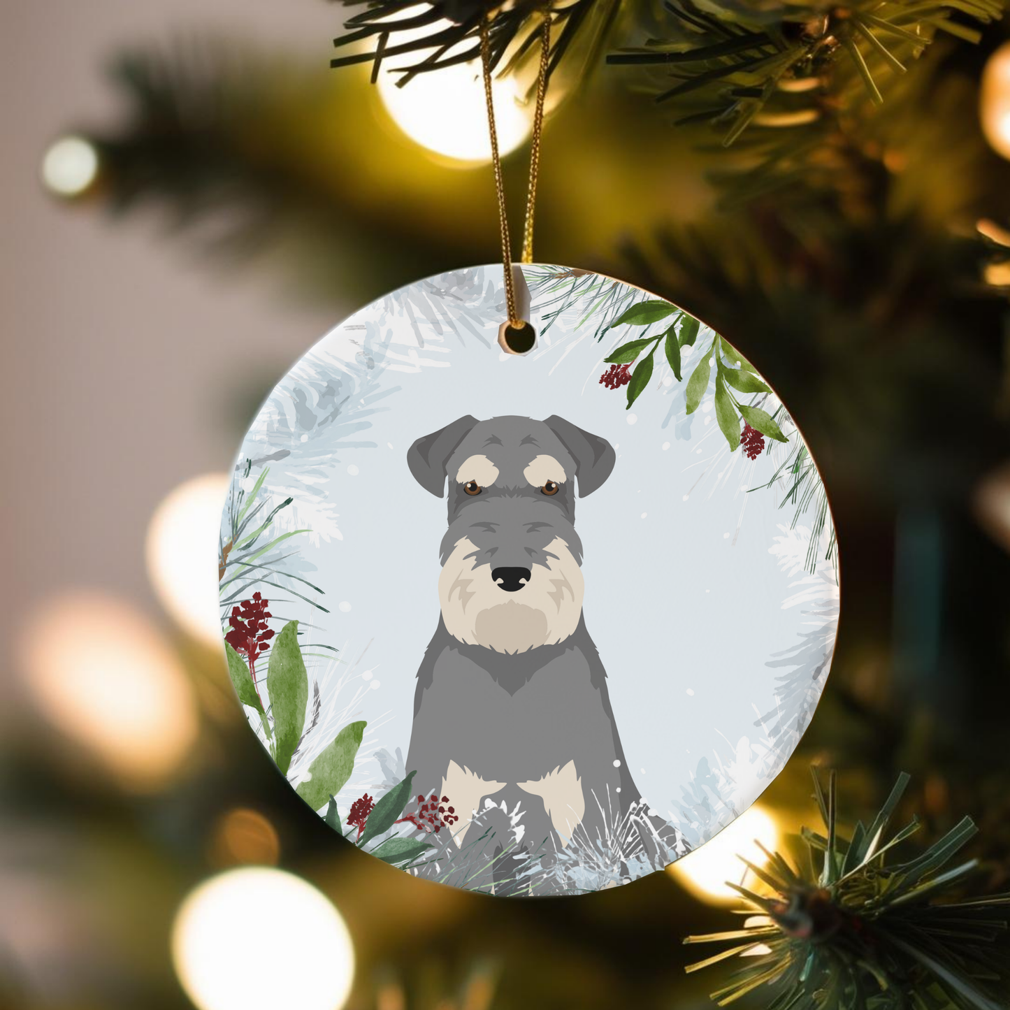 Schnauzer Dog Ceramic Christmas Ornaments