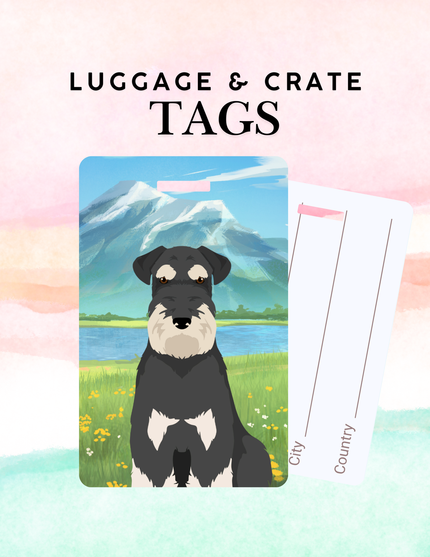 Schnauzer Dog Metal Luggage/ Crate Tag