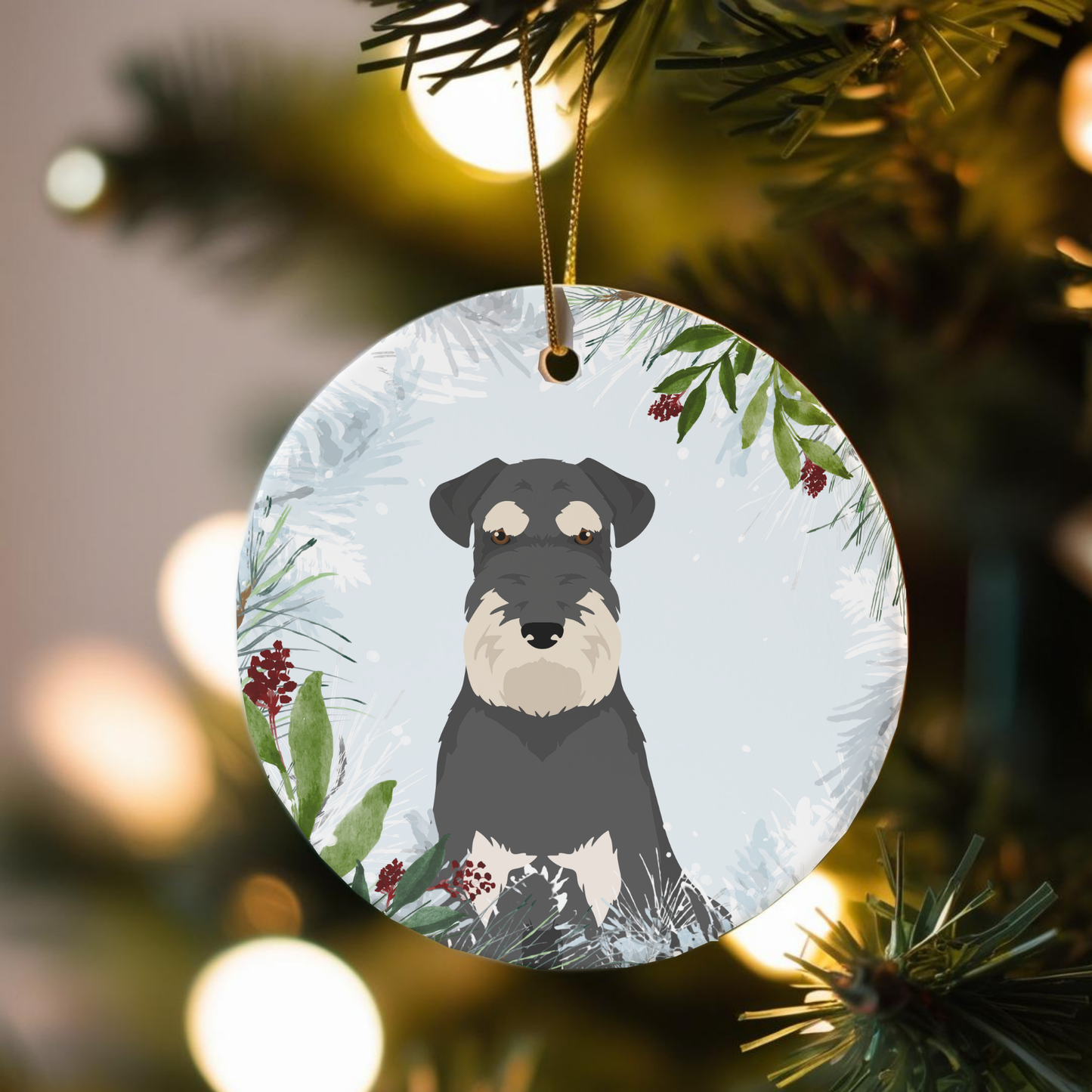 Schnauzer Dog Ceramic Christmas Ornaments