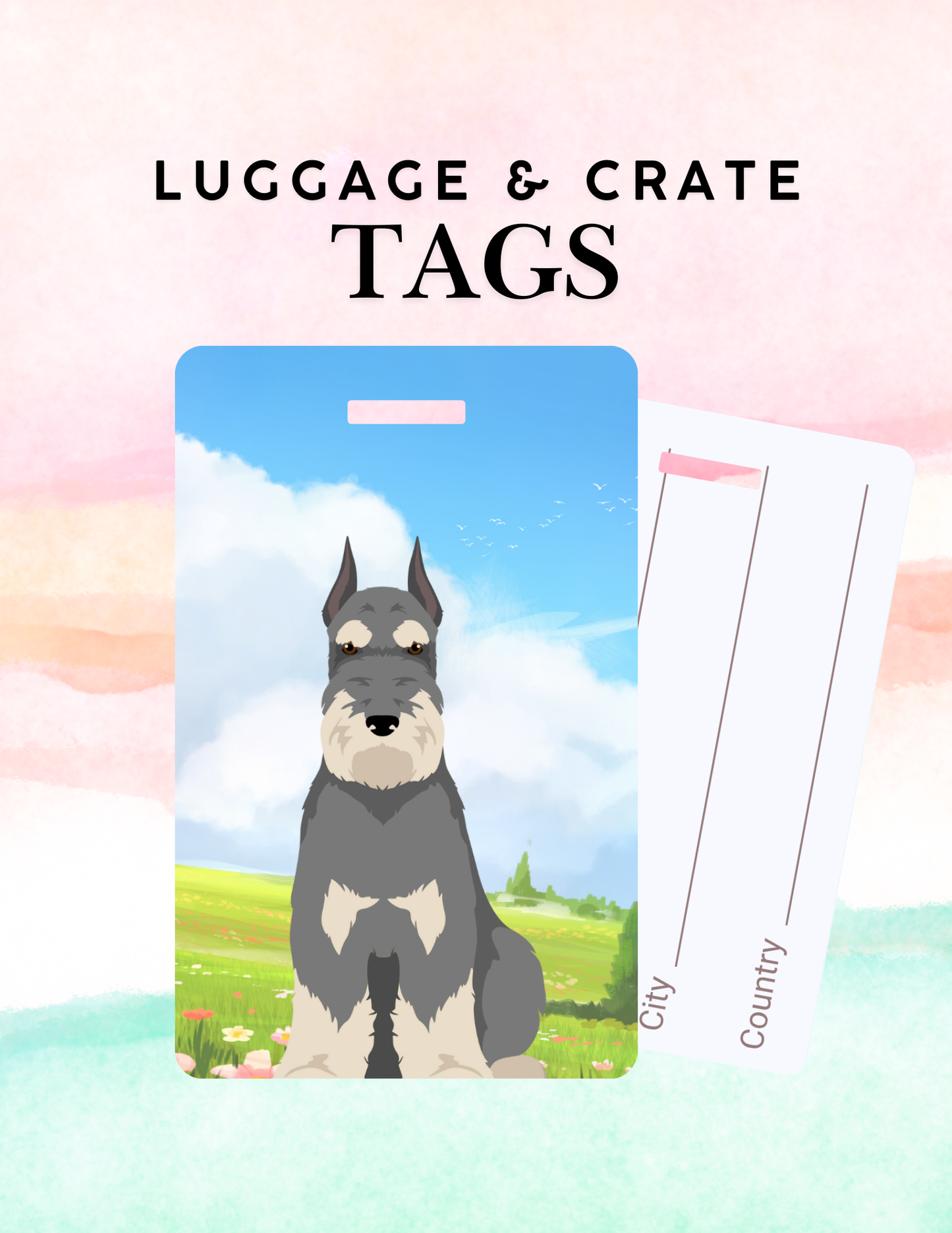 Schnauzer Dog Metal Luggage/ Crate Tag