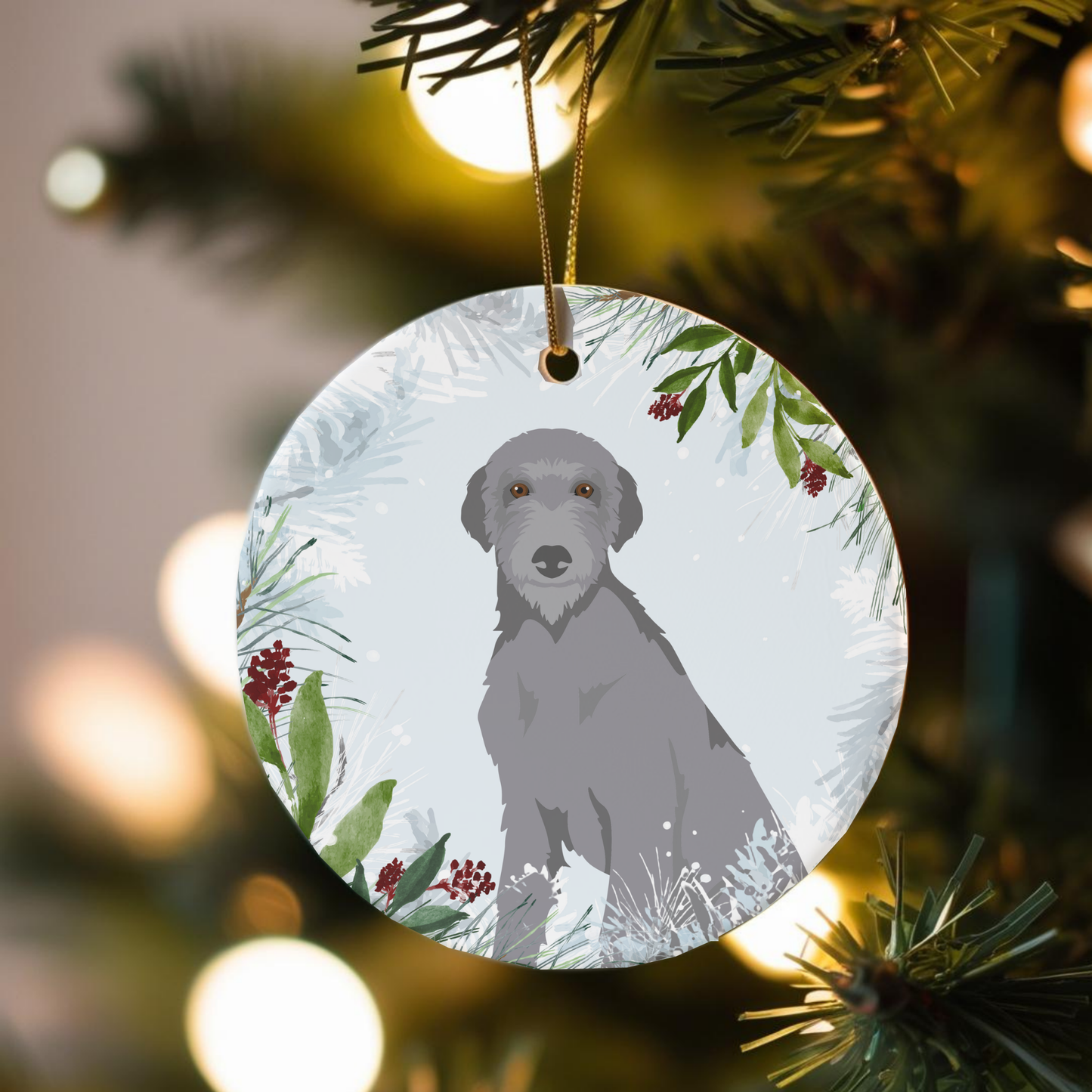 Scottish Deerhound Dog Ceramic Christmas Ornaments