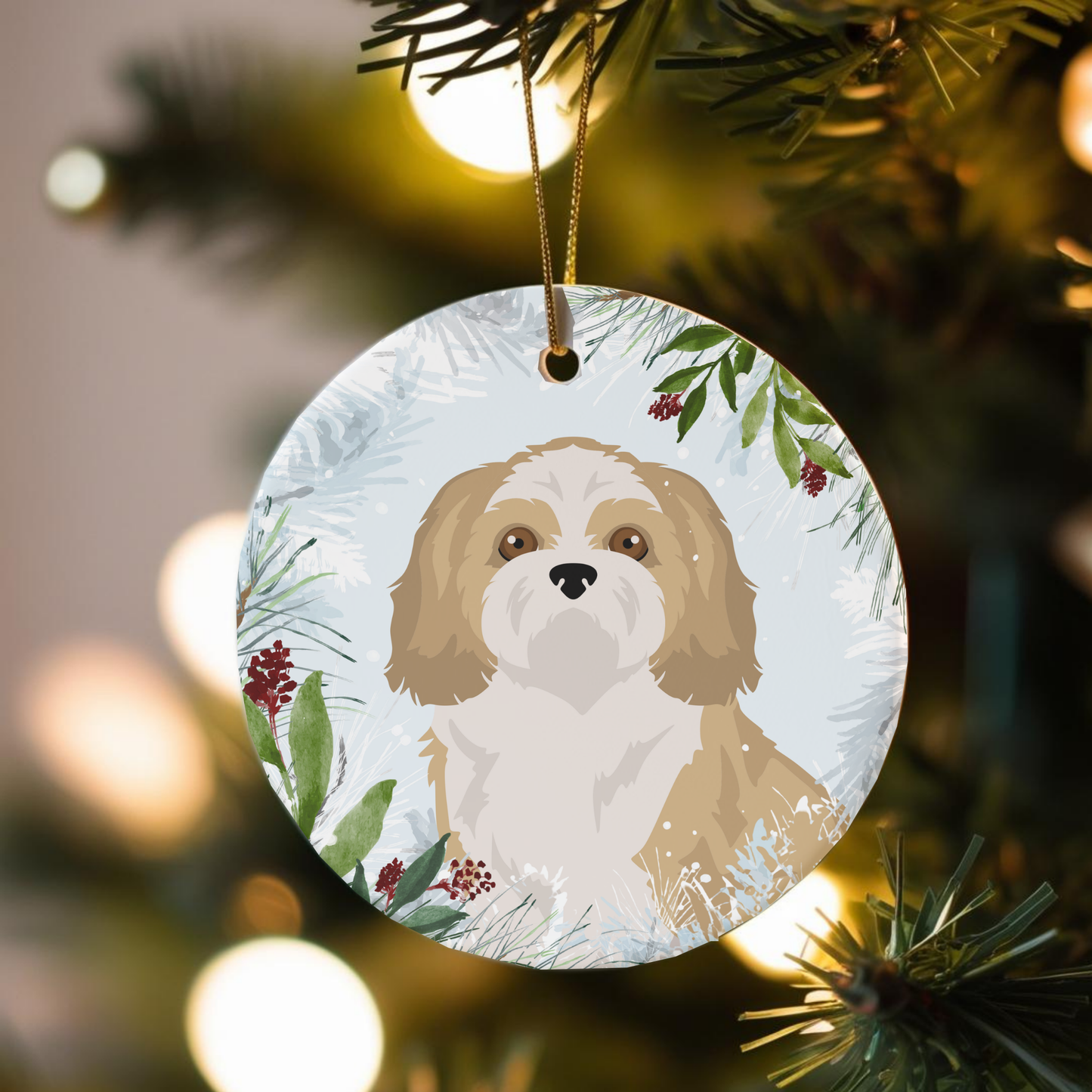 Shih Tzu Dog Ceramic Christmas Ornamen