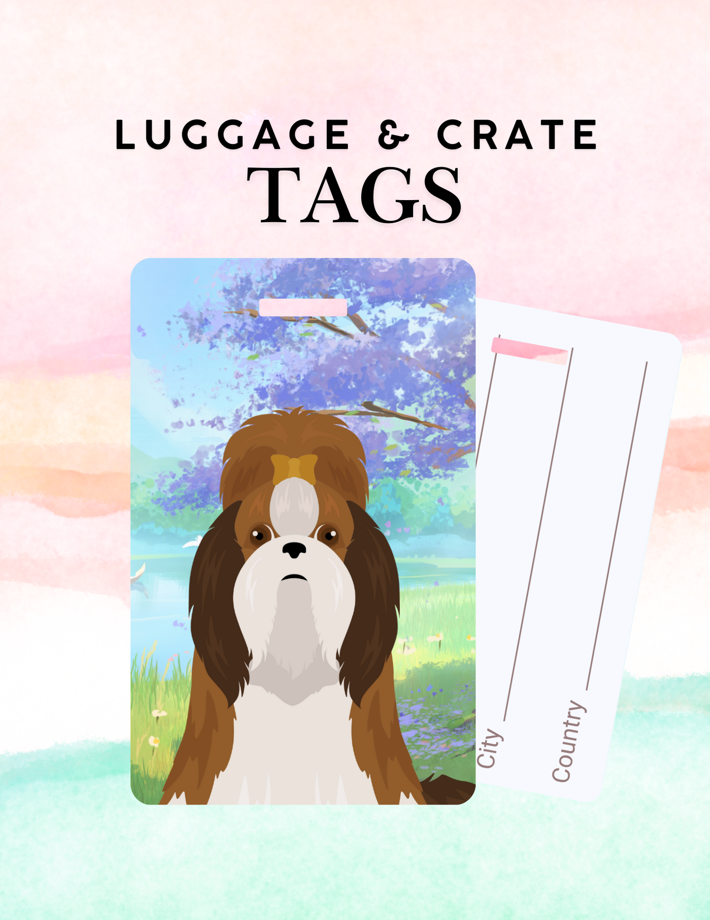 Shih Tzu Dog Metal Luggage/ Crate Tag