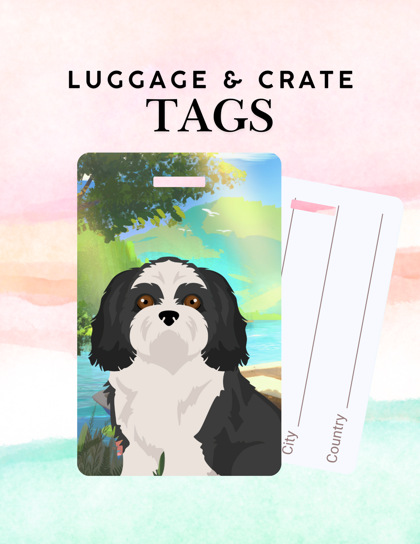Shih Tzu Dog Metal Luggage/ Crate Tag