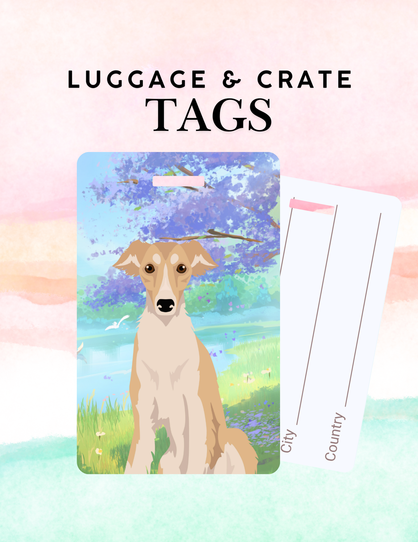 Silken Windhound Dog Metal Luggage/ Crate Tag