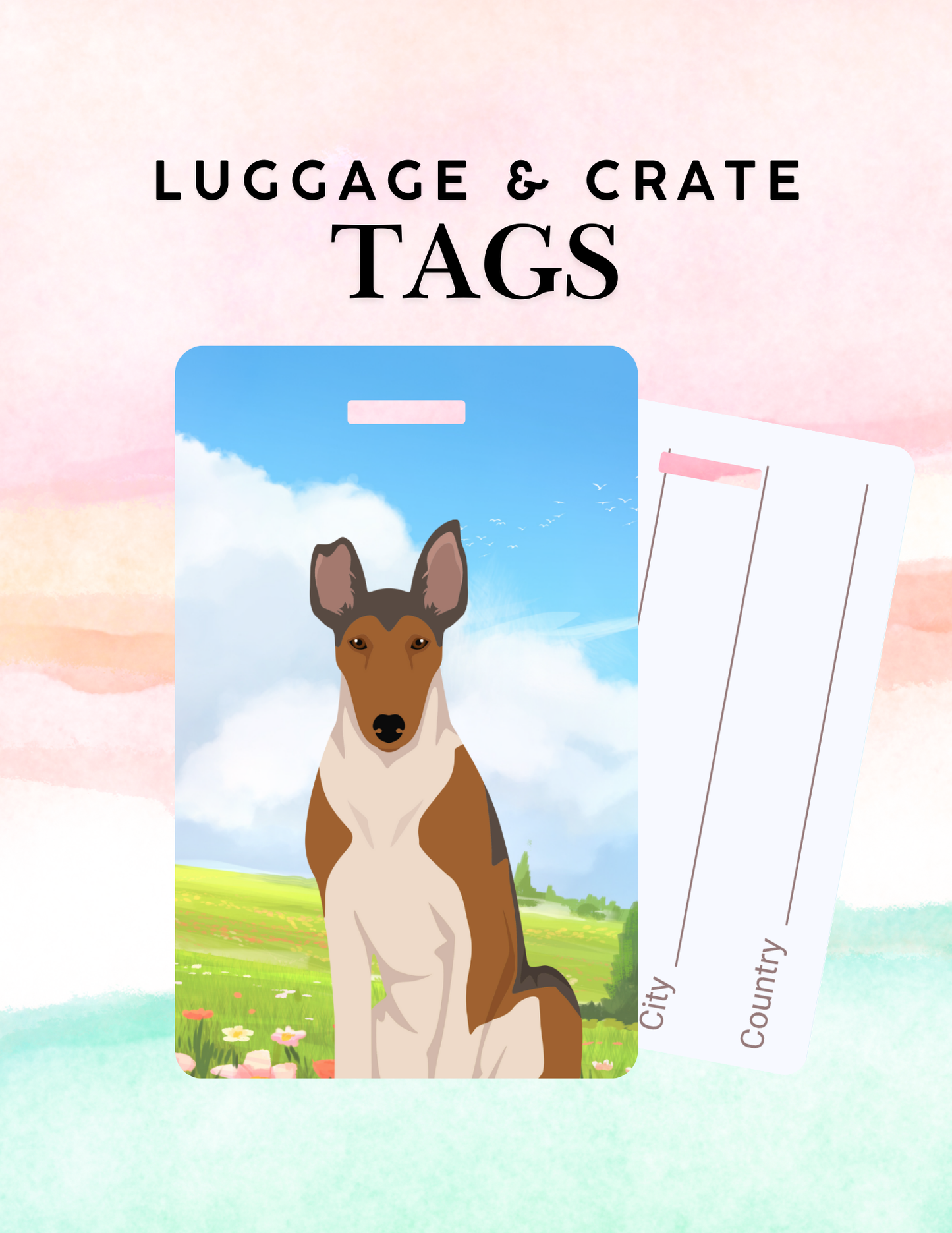 Smooth Collie Dog Metal Luggage/ Crate Tag