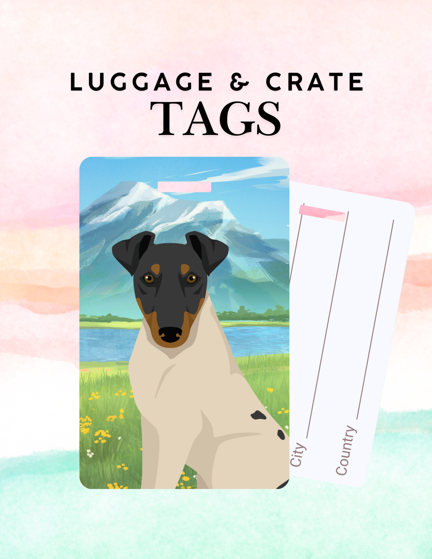 Smooth Fox Terrier Dog Metal Luggage/ Crate Tag
