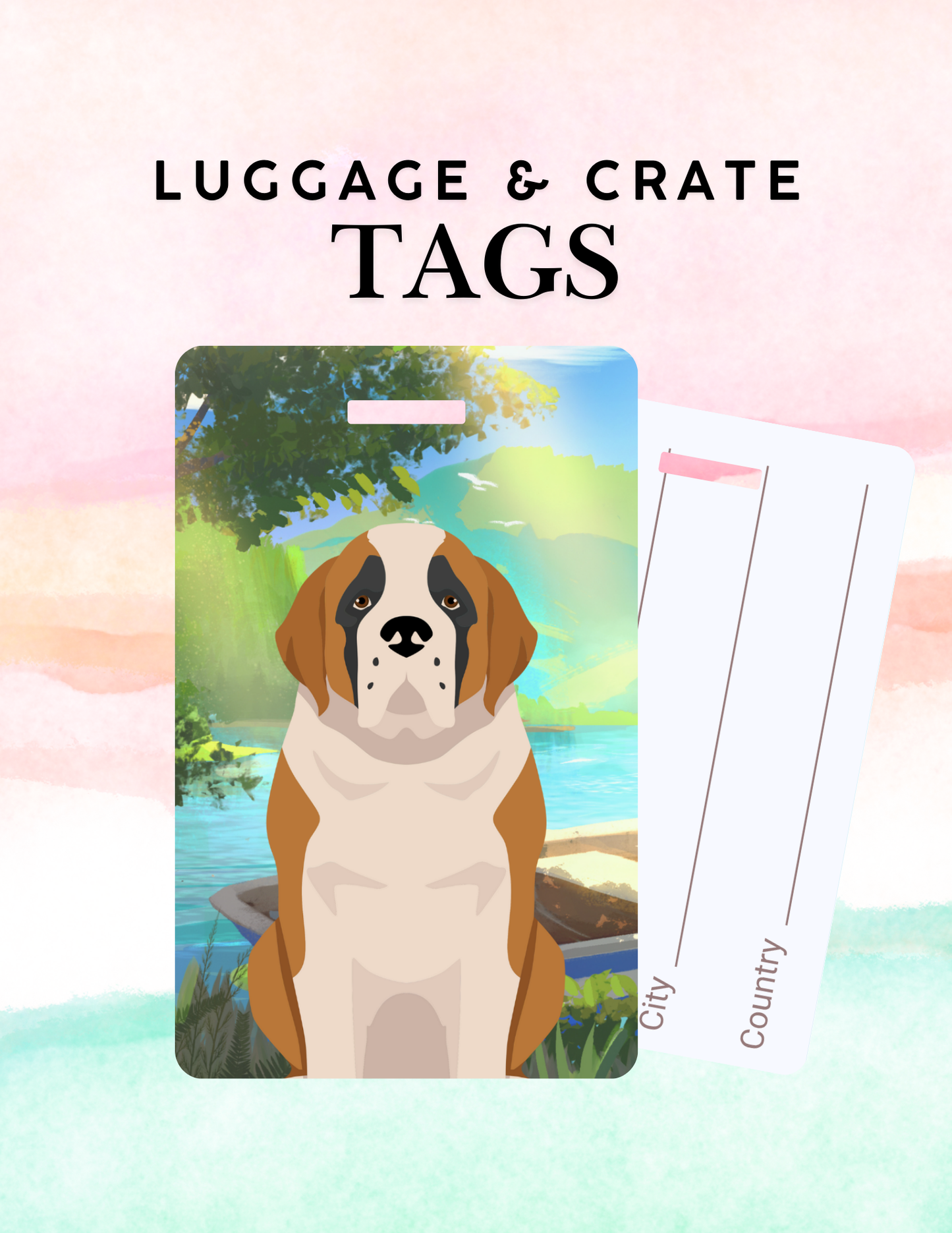 St Bernard Dog Metal Luggage/ Crate Tag