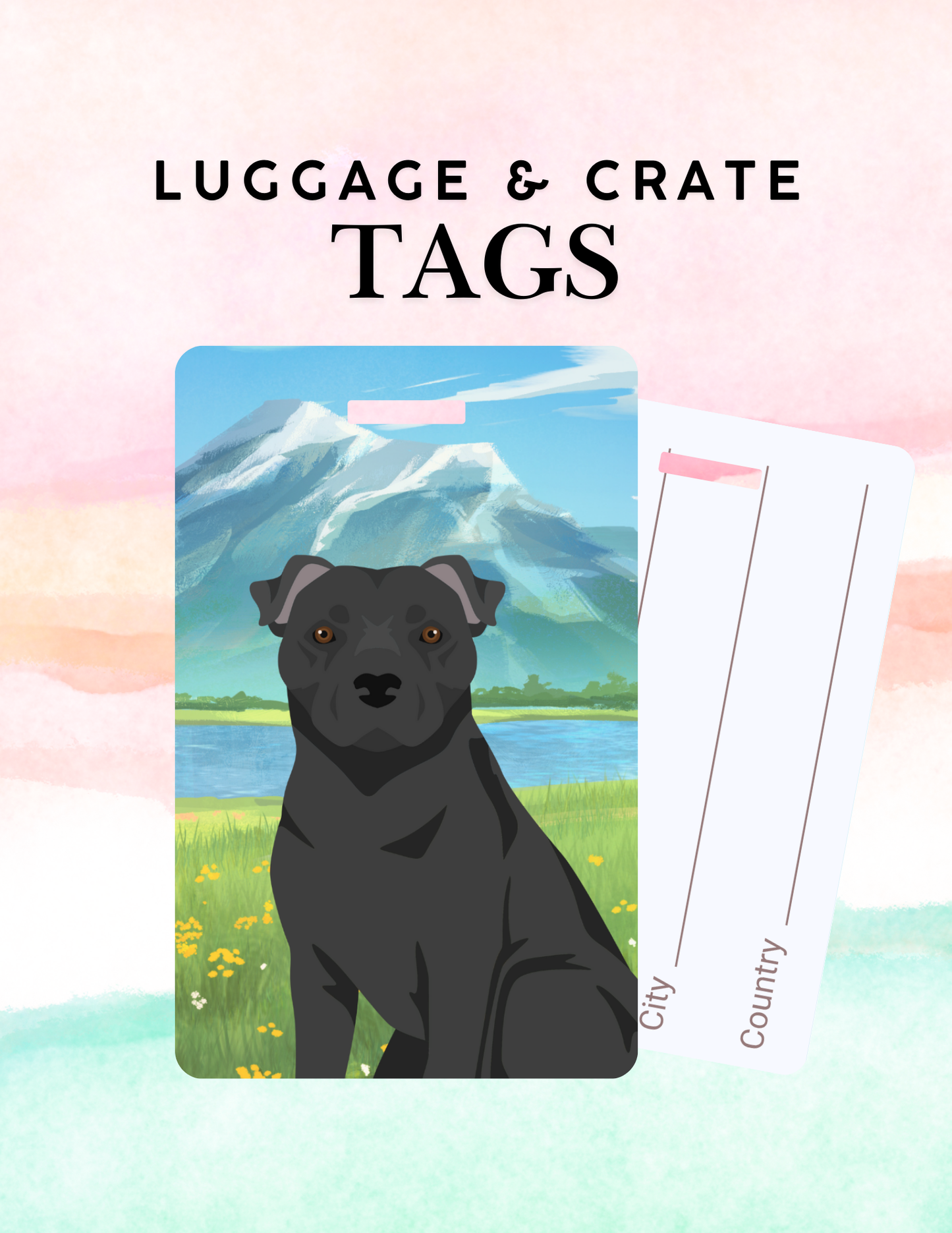 Staffordshire Bull Terrier Dog Metal Luggage/ Crate Tag