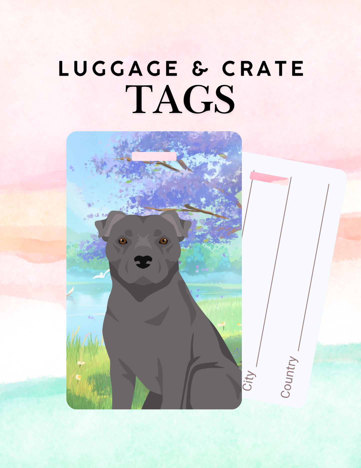 Staffordshire Bull Terrier Dog Metal Luggage/ Crate Tag
