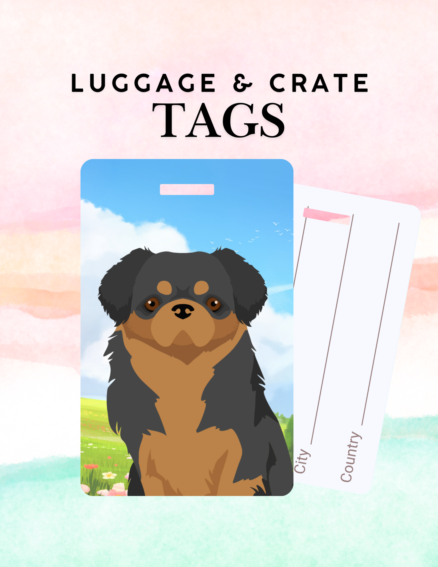 Tibetan Spaniel Dog Metal Luggage/ Crate Tag