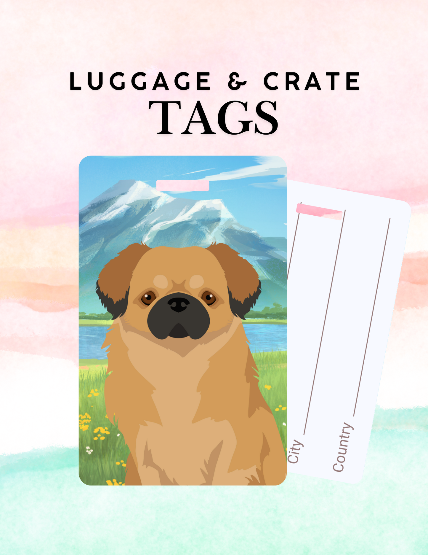 Tibetan Spaniel Dog Metal Luggage/ Crate Tag