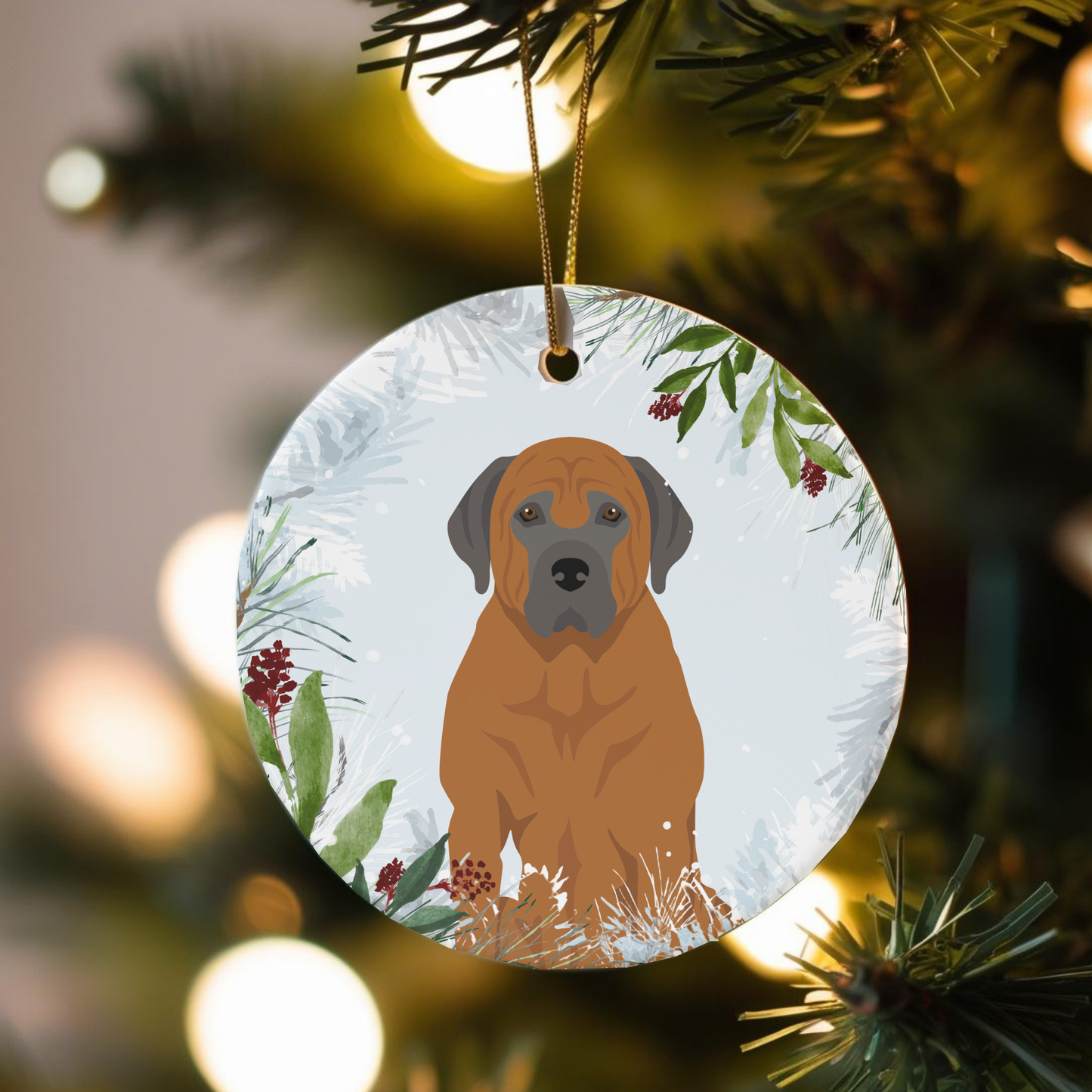 Tosa Inu Dog Ceramic Christmas Ornament