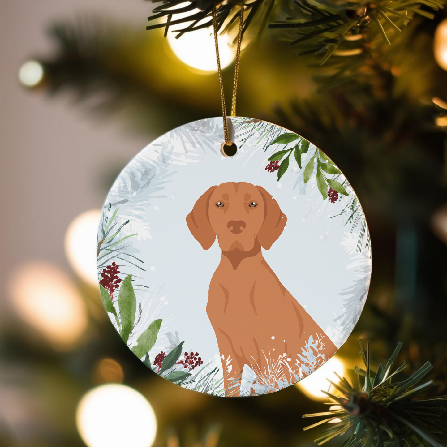 Vizsla Dog Ceramic Christmas Ornament