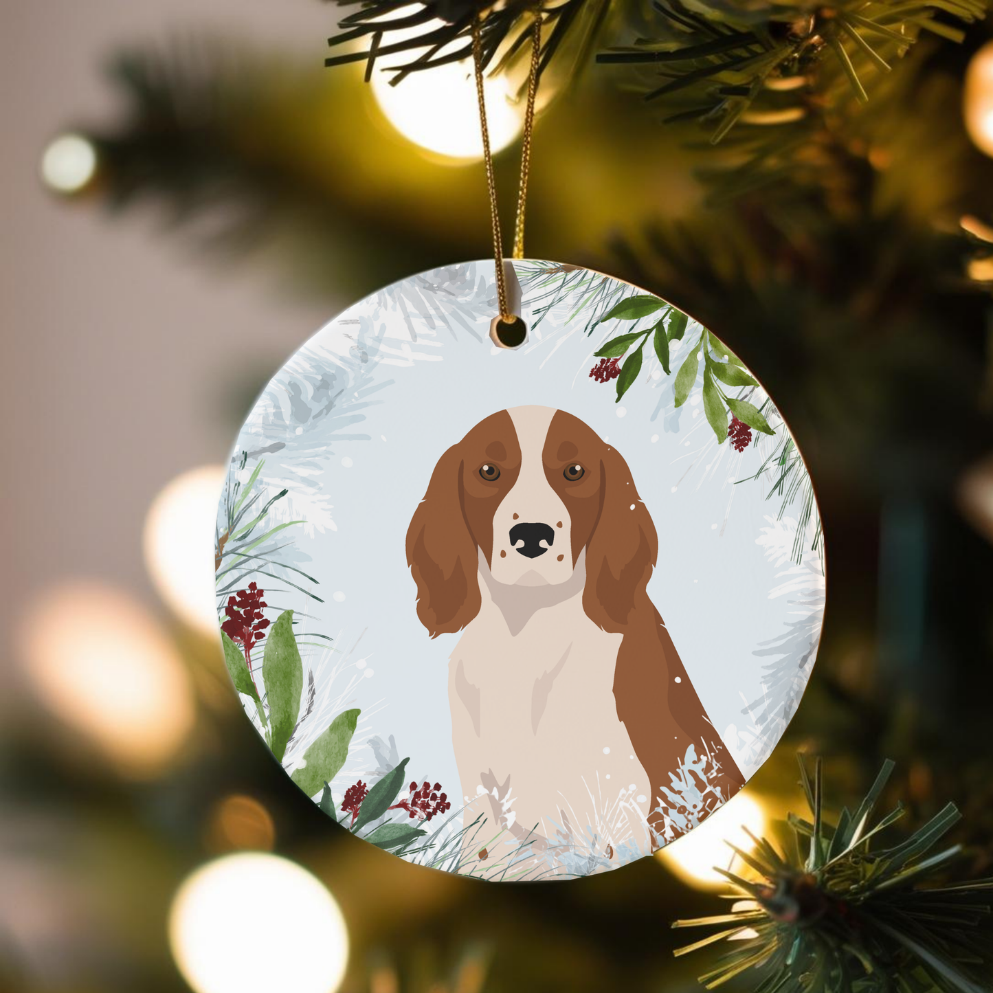 Welsh Springer Spaniel Dog Ceramic Christmas Ornament