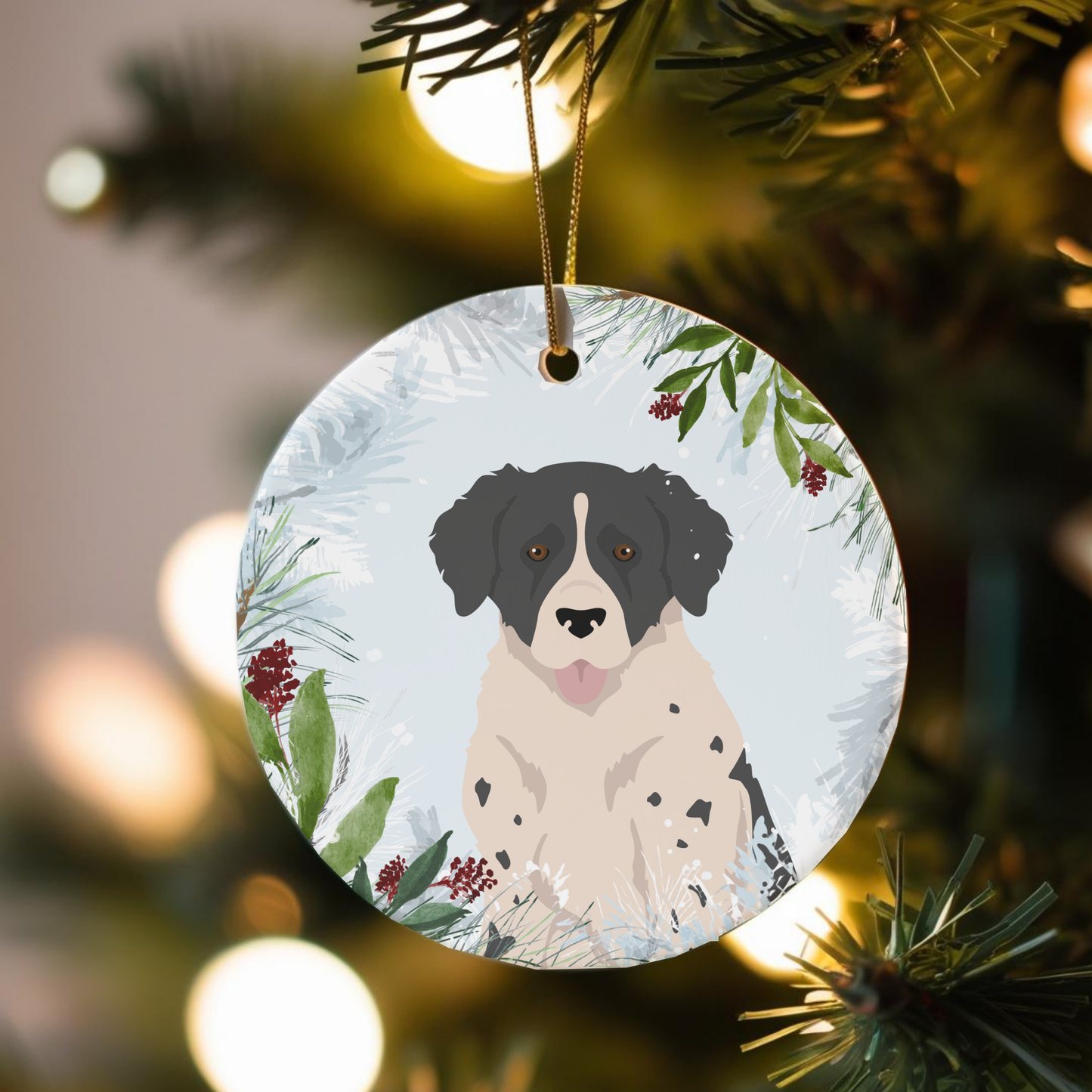 Wetterhoun Dog Ceramic Christmas Ornament