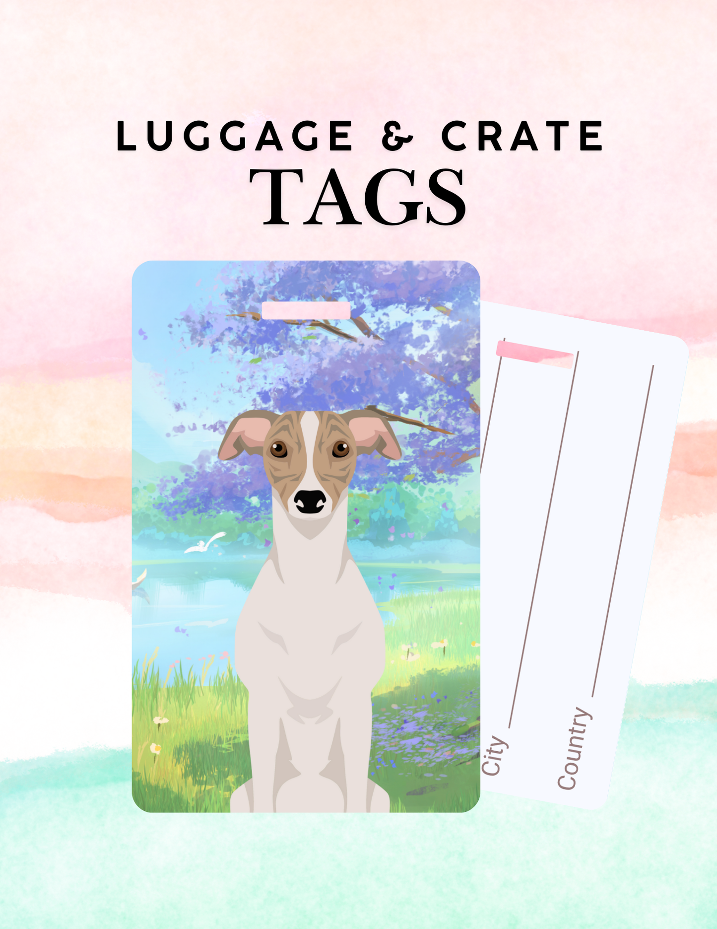 Whippet Dog Metal Luggage/ Crate Tag