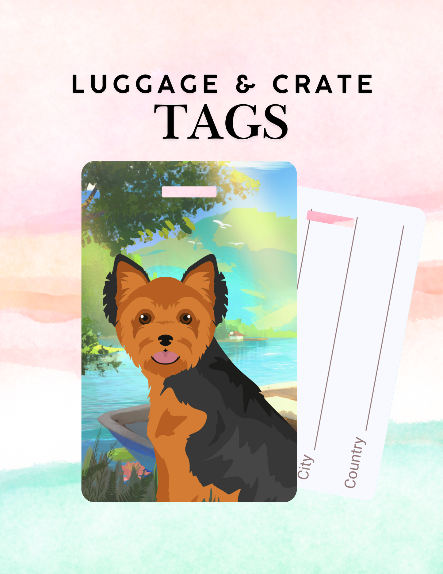 Yorkshire Terrier Dog Metal Luggage/ Crate Tag