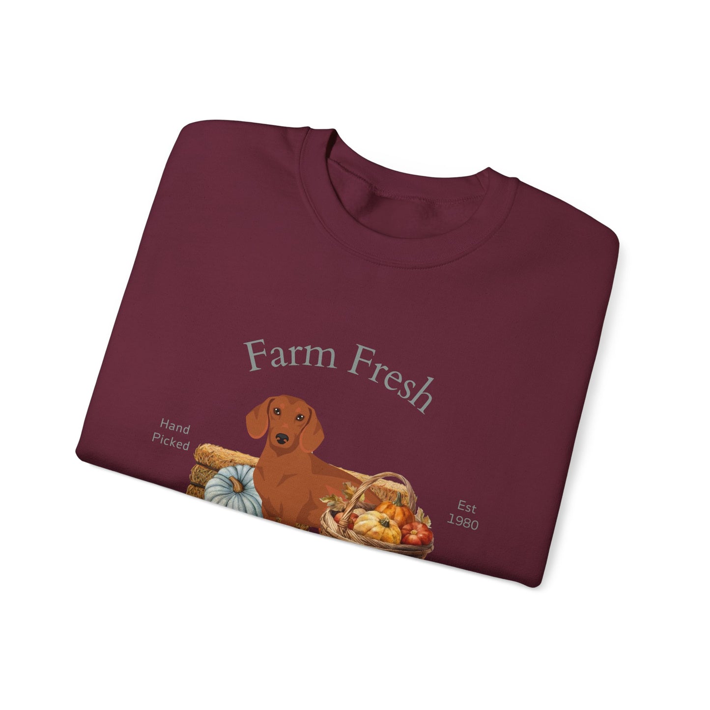Dachshund Dog Fall Farm Fresh Unisex Heavy Blend Crewneck Sweatshirt