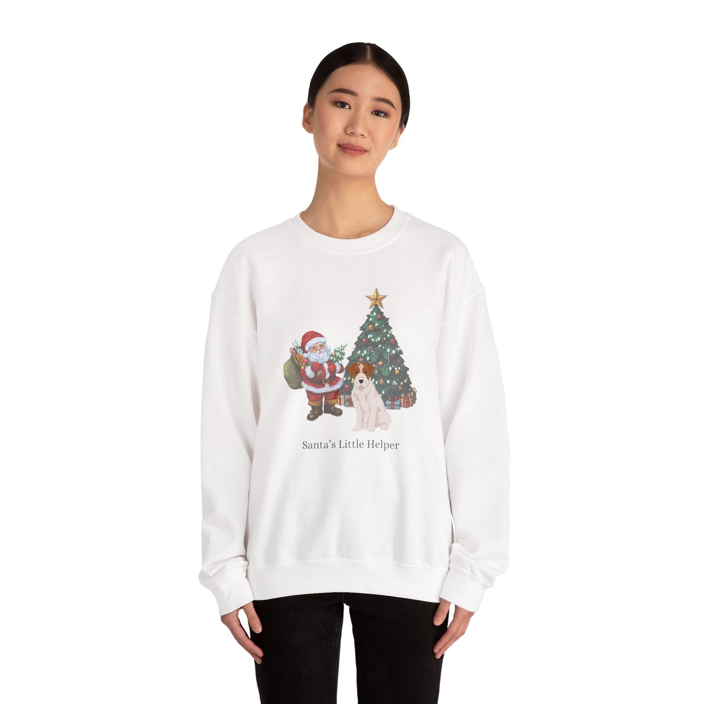Jack Russell Terrier Dog Santa's Little Helper Unisex Heavy Blend Crewneck Sweatshirt