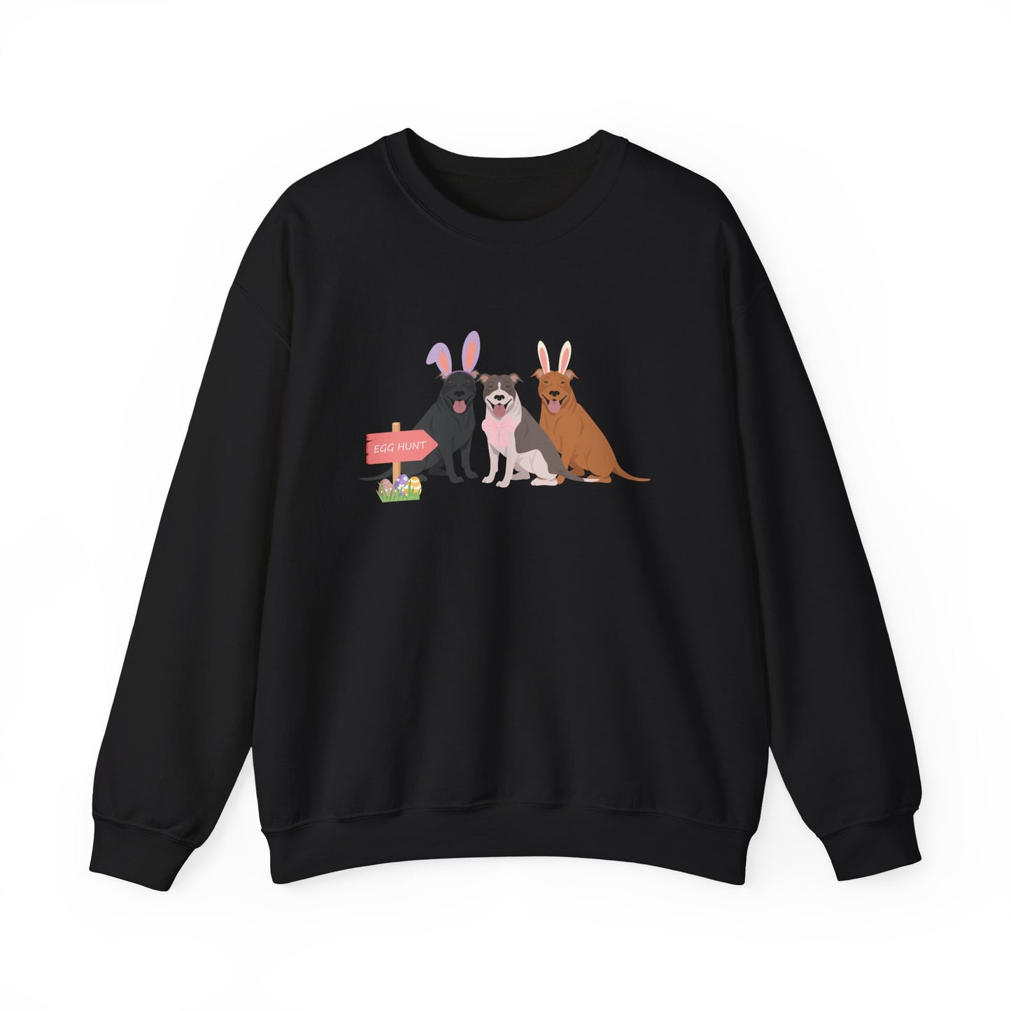Pit Bull Dog Easter Unisex Heavy Blend Crewneck Sweatshirt, easter, Cute Dog Mom Gift