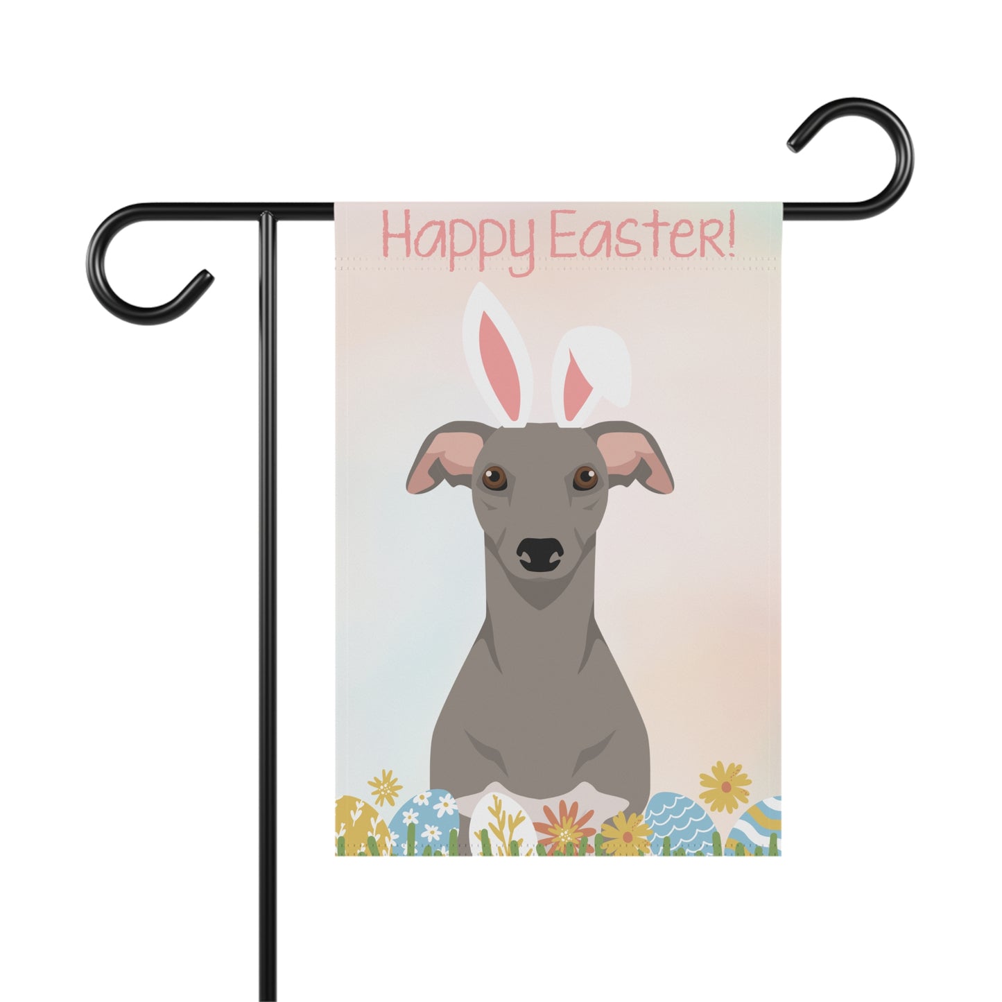 Whippet Dog Happy Easter Garden Flag