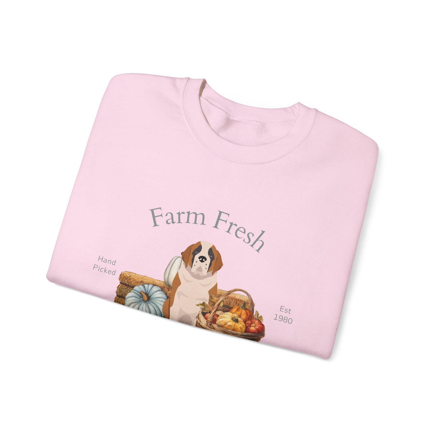 St Bernard Dog Fall Farm Fresh Unisex Heavy Blend Crewneck Sweatshirt