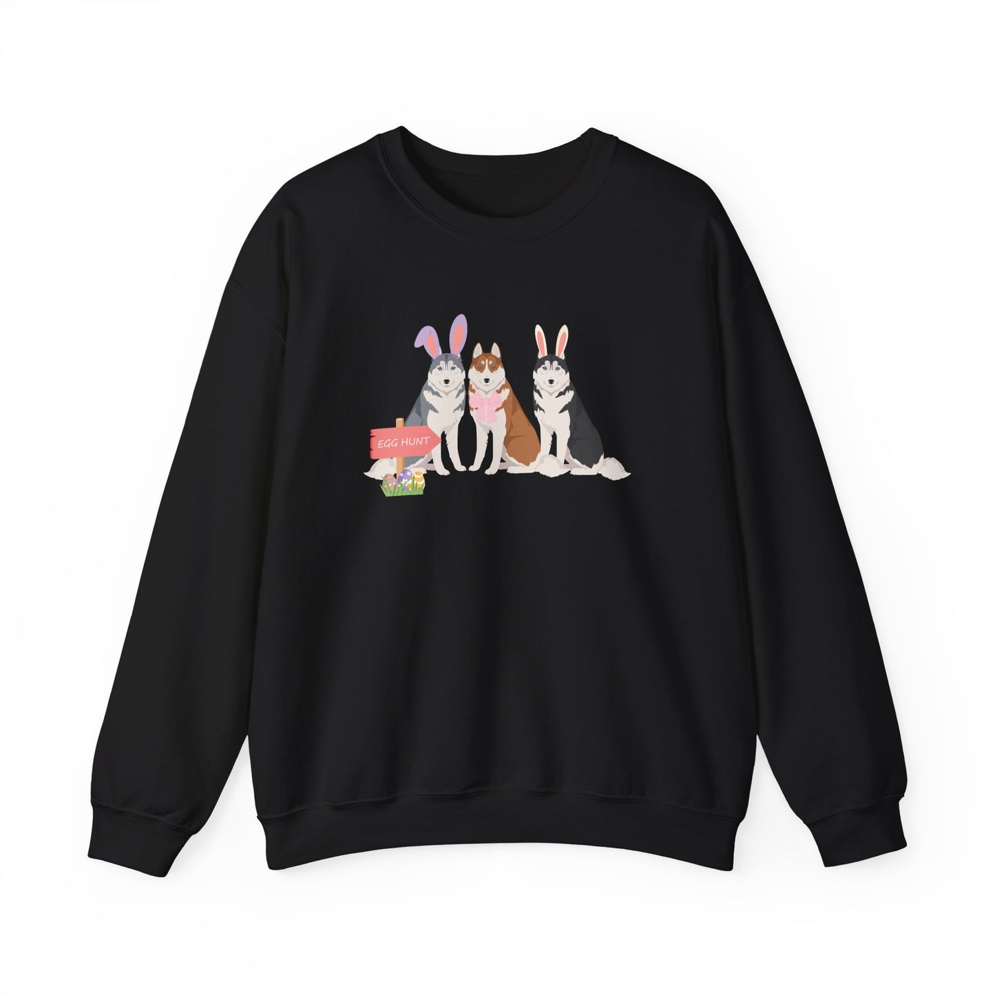 Siberian Husky Dog Easter Unisex Heavy Blend Crewneck Sweatshirt, easter, Cute Dog Mom Gift