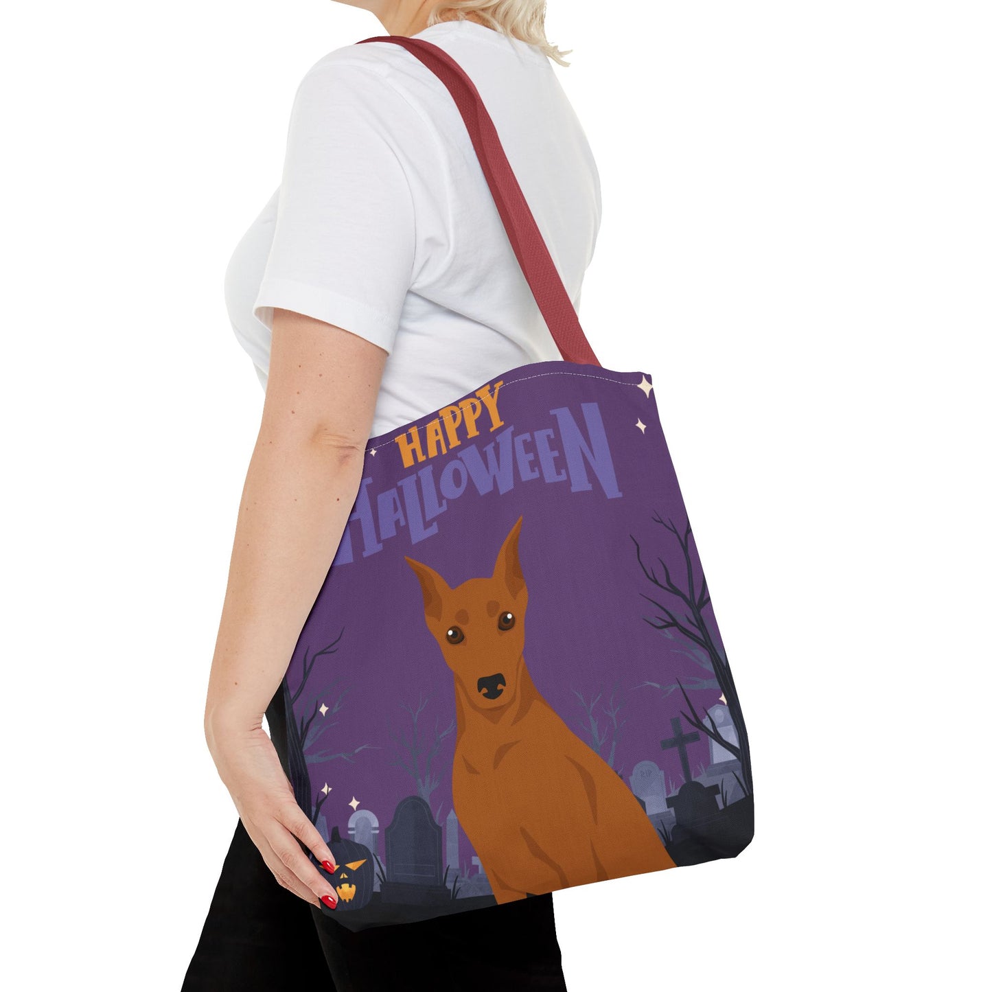 German Pinscher Dog Happy Halloween Tote Bag 16x16