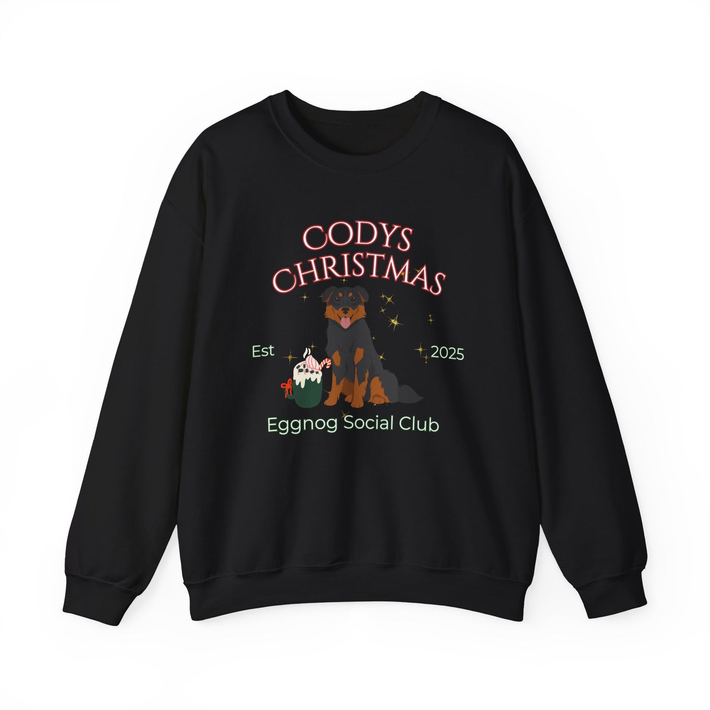 English Shepherd Dog Christmas Social Club Unisex Heavy Blend Crewneck Sweatshirt Custom Name