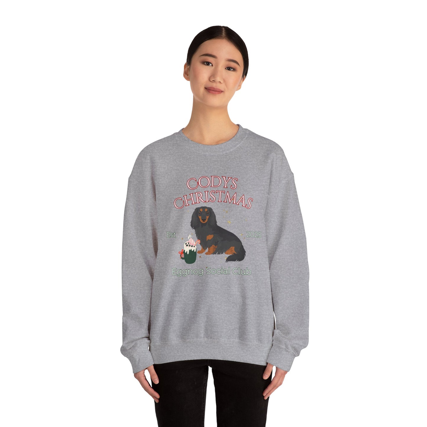 Dachshund Dog Christmas Social Club Unisex Heavy Blend Crewneck Sweatshirt Custom Name