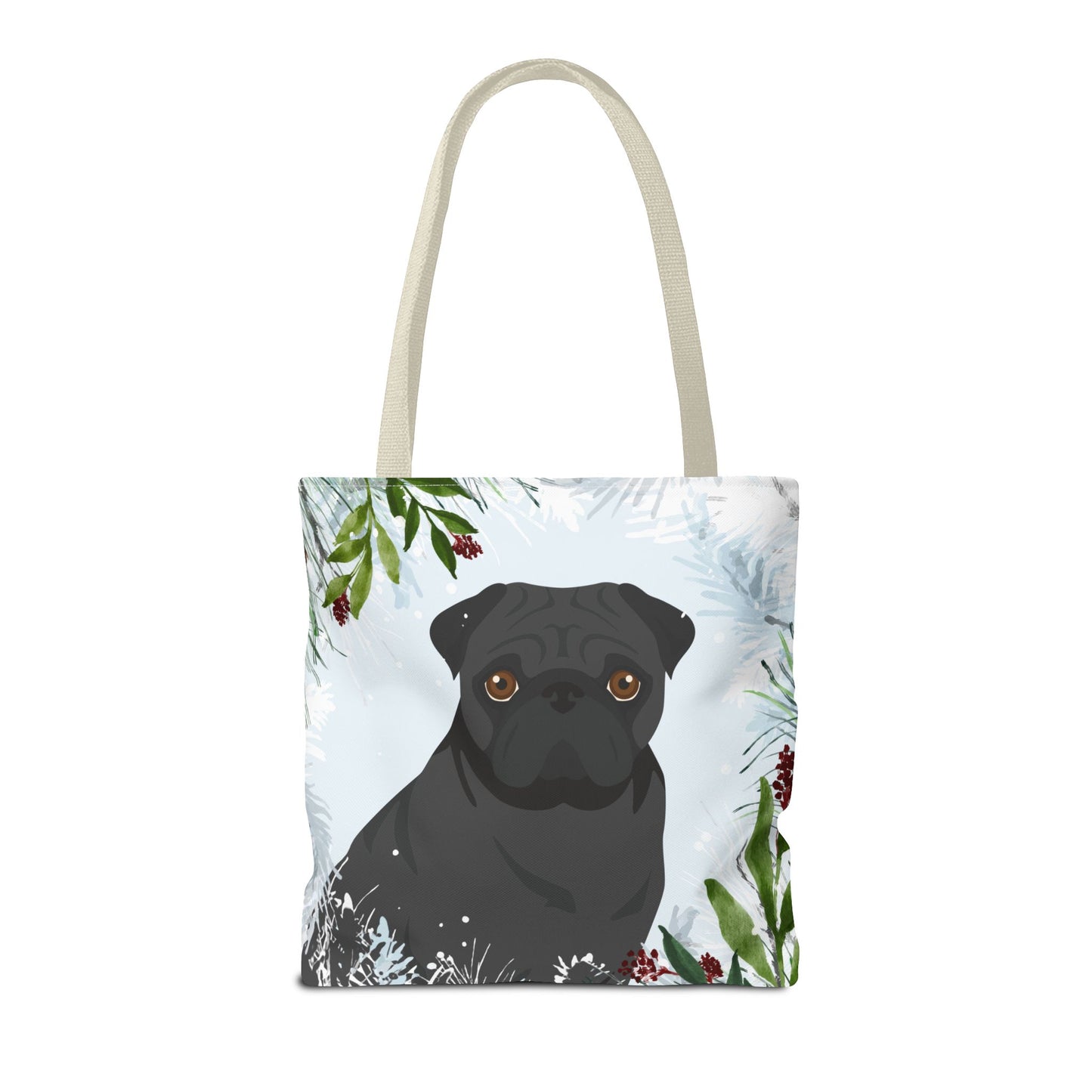 Pug Dog Christmas Holiday Tote Bag 16x16