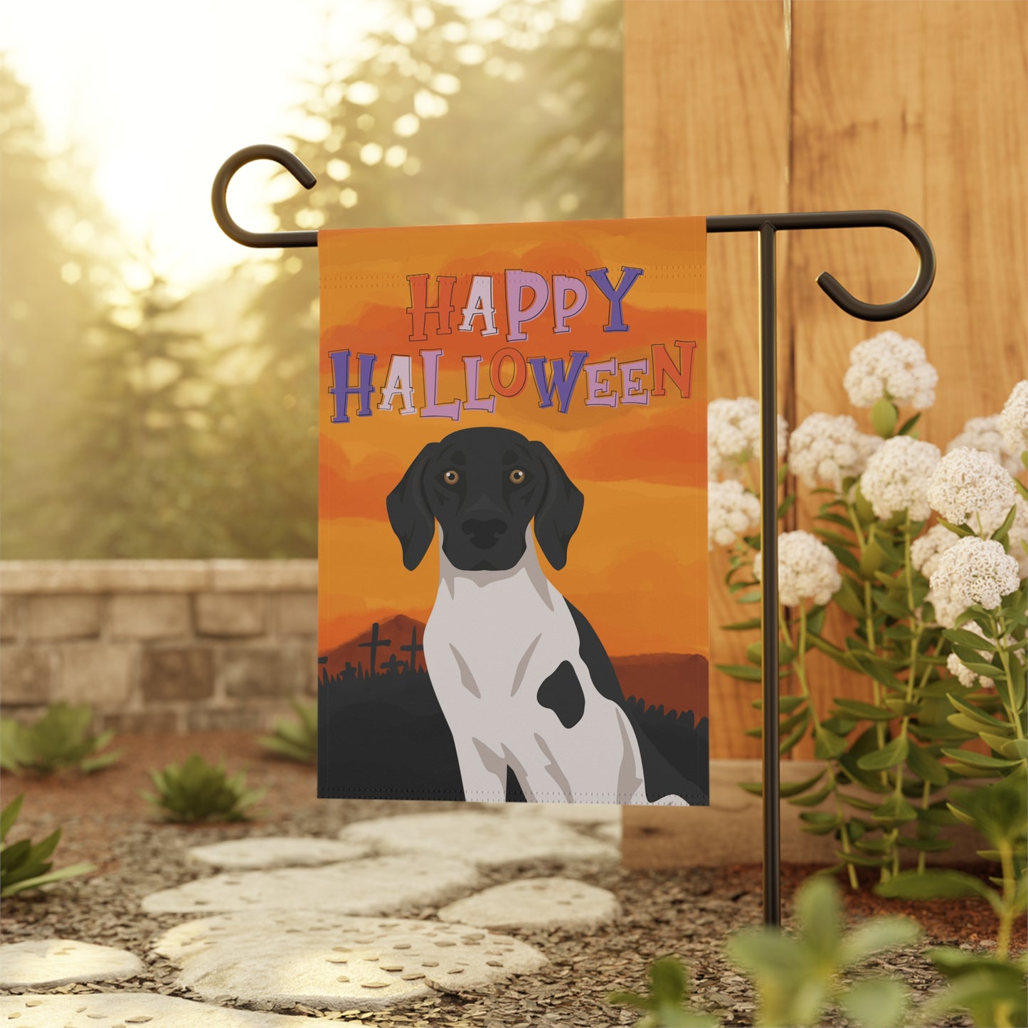 German Shorthaired Pointer Dog Halloween Garden Flag