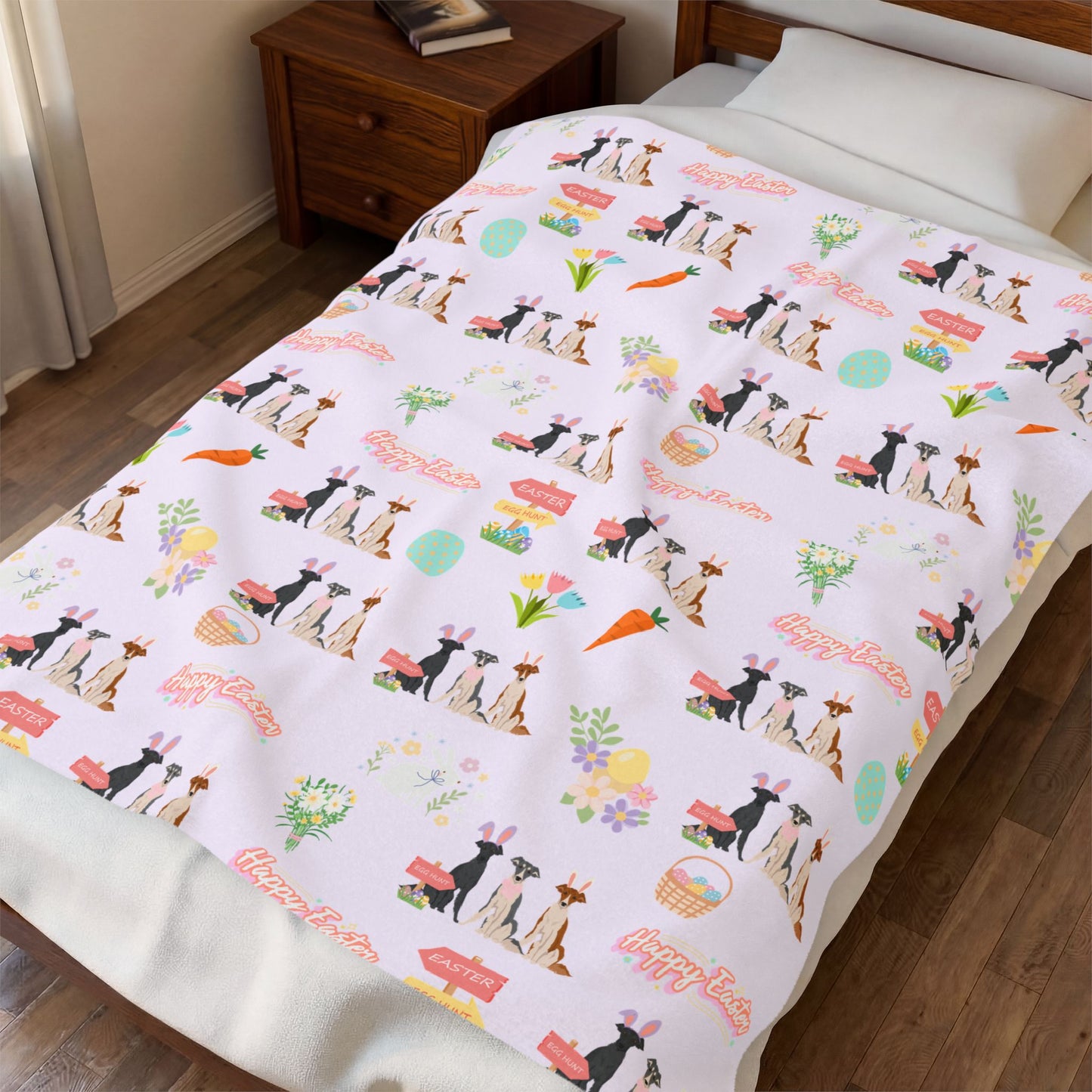 Silken Windhound Dog Easter Velveteen Plush Blanket