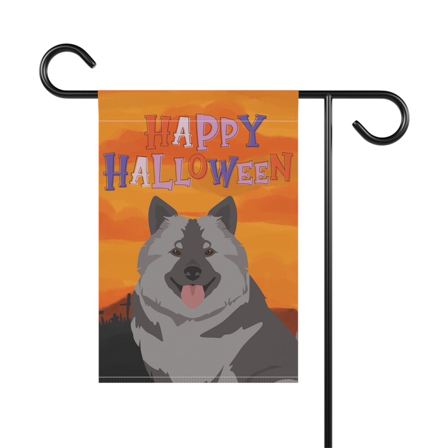 Keeshound Dog Halloween Garden Flag