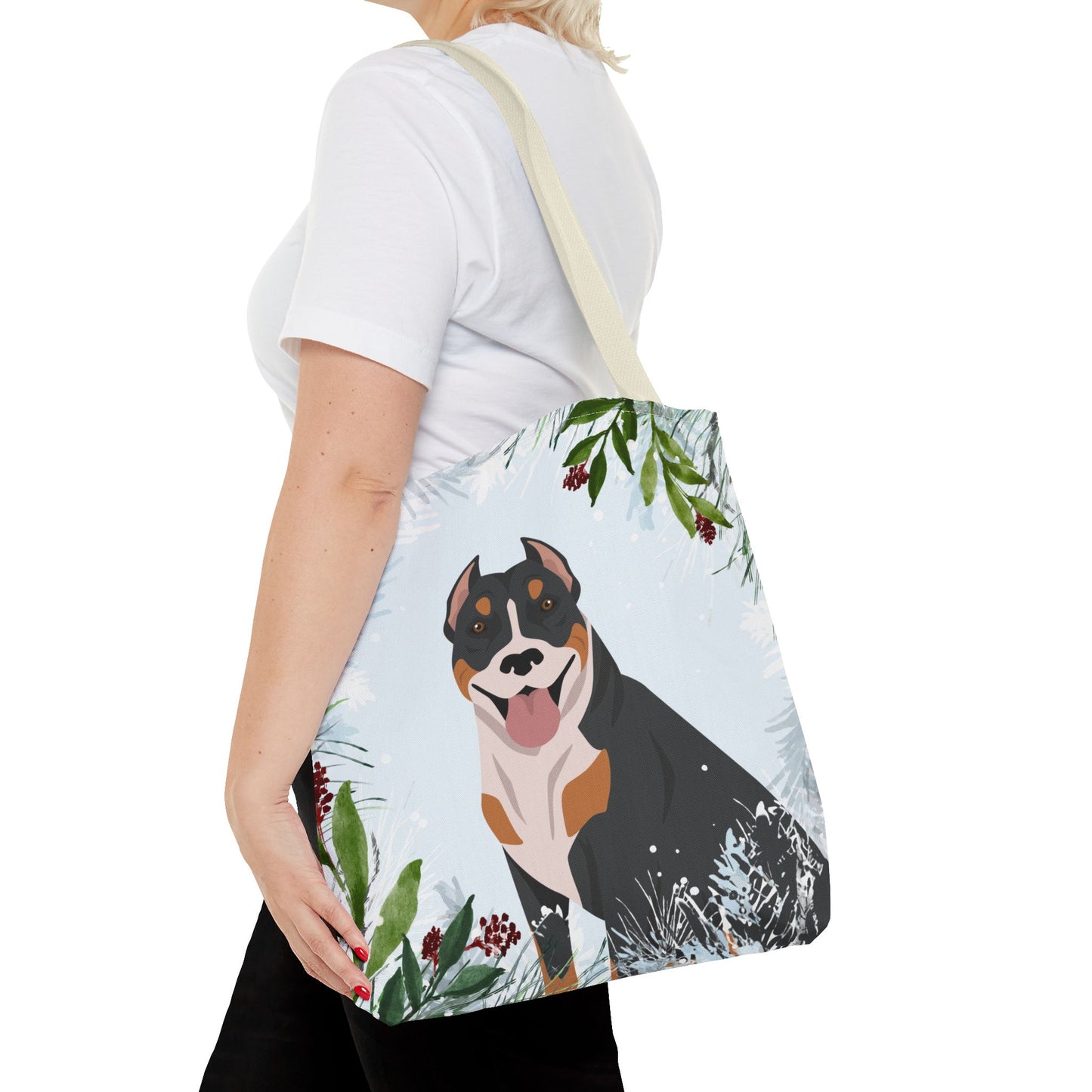 Pit Bull Dog Christmas Holiday Tote Bag 16x16