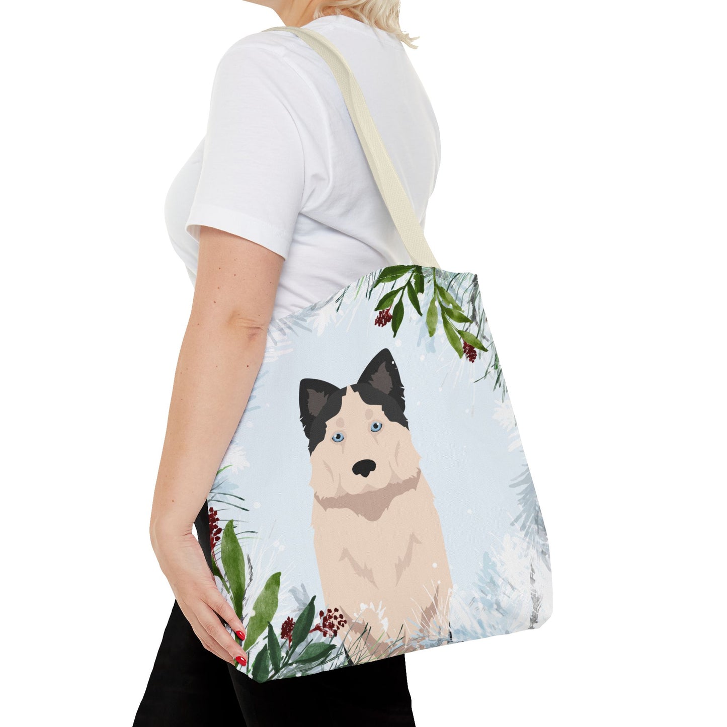 Yakutian Laika Dog Christmas Holiday Tote Bag 16x16