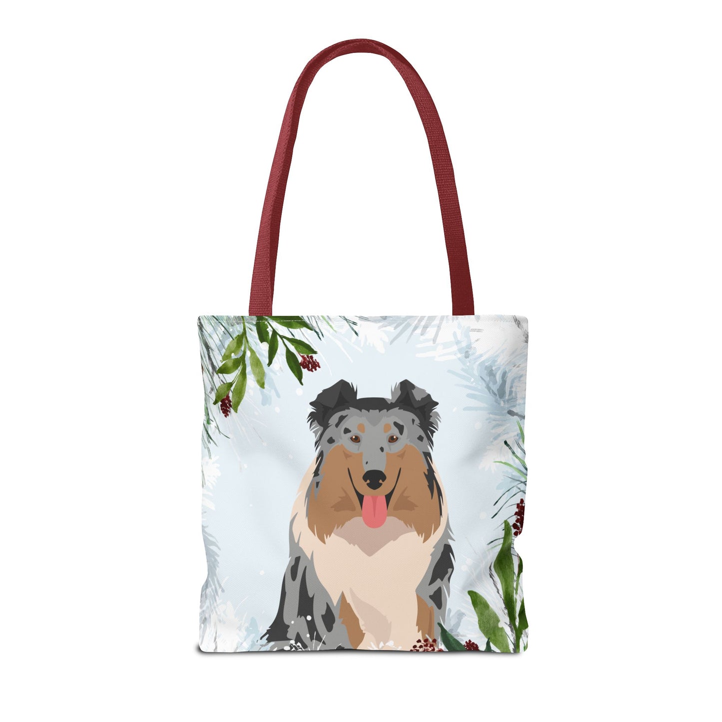 Collie Dog Christmas Holiday Tote Bag 16x16