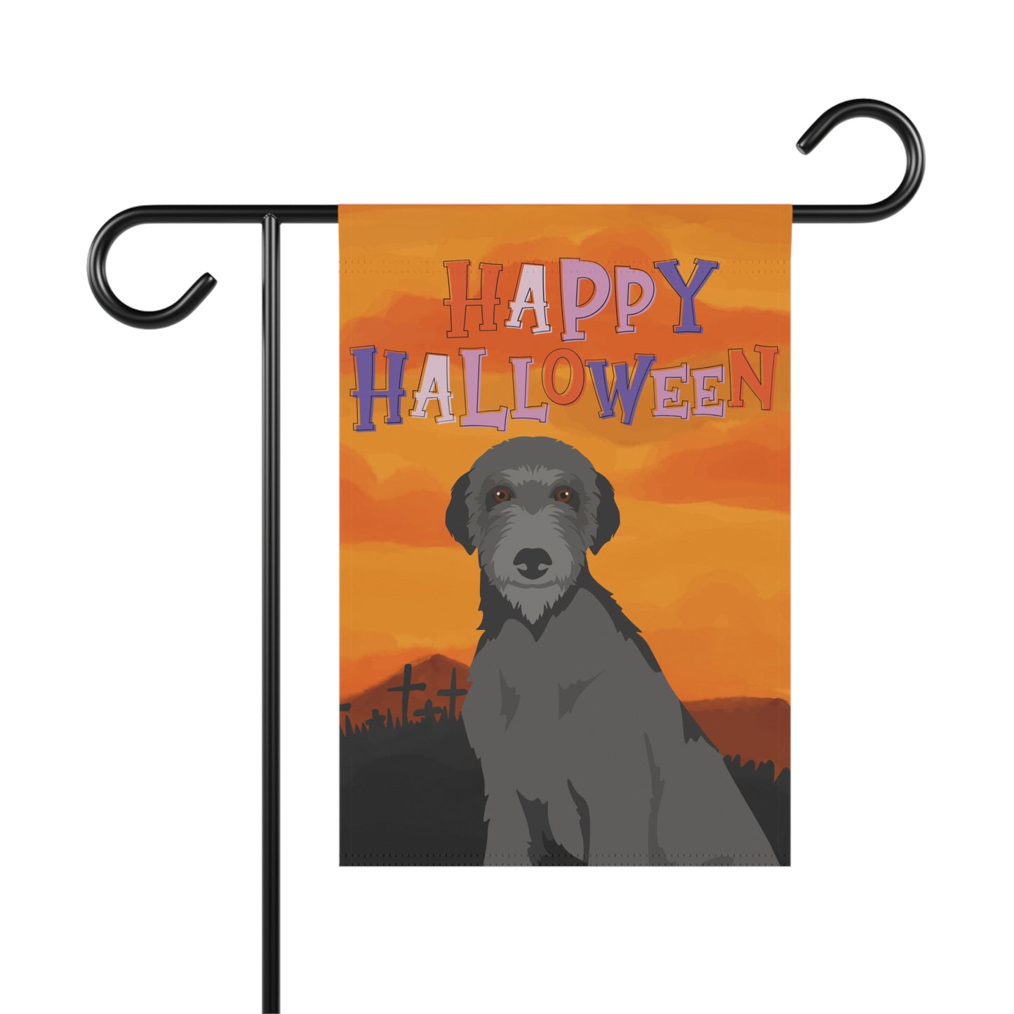 Scottish Deerhound Dog Halloween Garden Flag