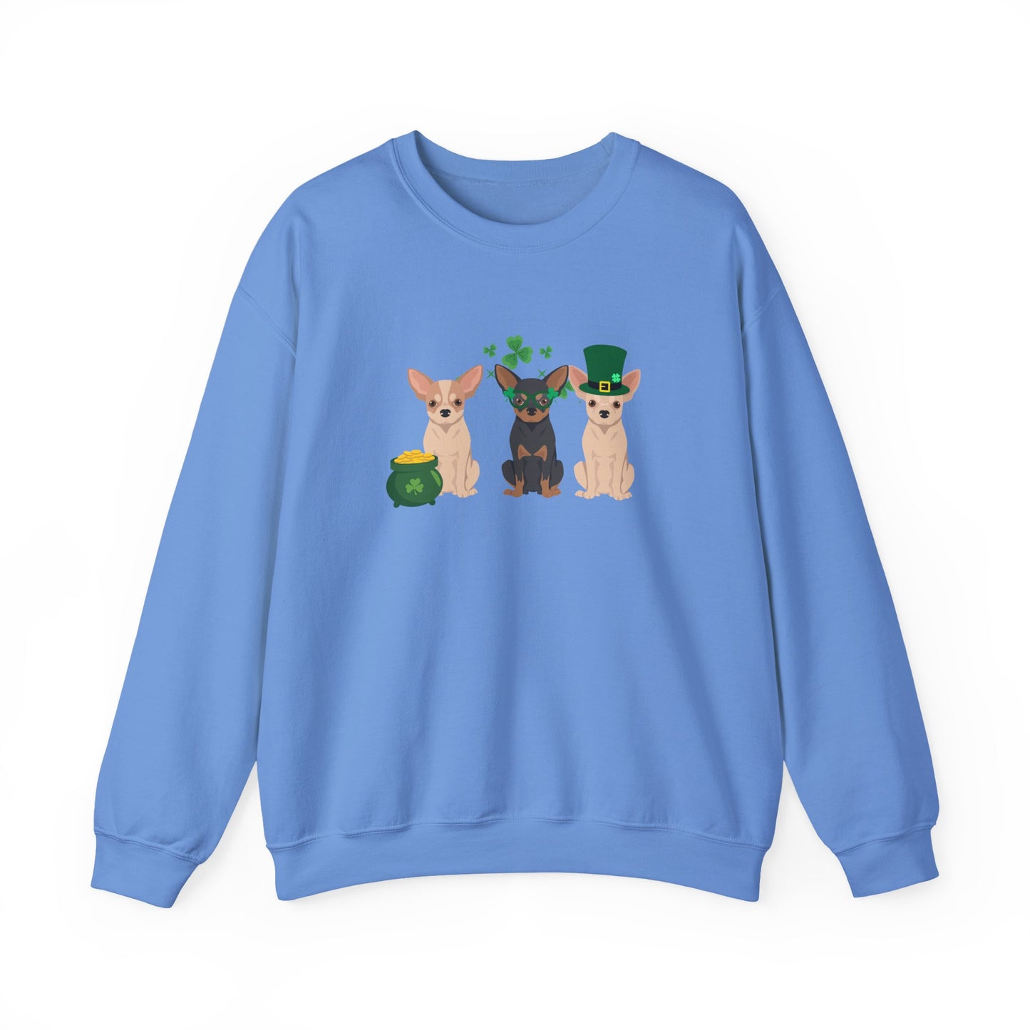 Chihuahua Dog St Patricks Day Unisex Heavy Blend Crewneck Sweatshirt, St Pattys day, Cute Dog Mom Gift