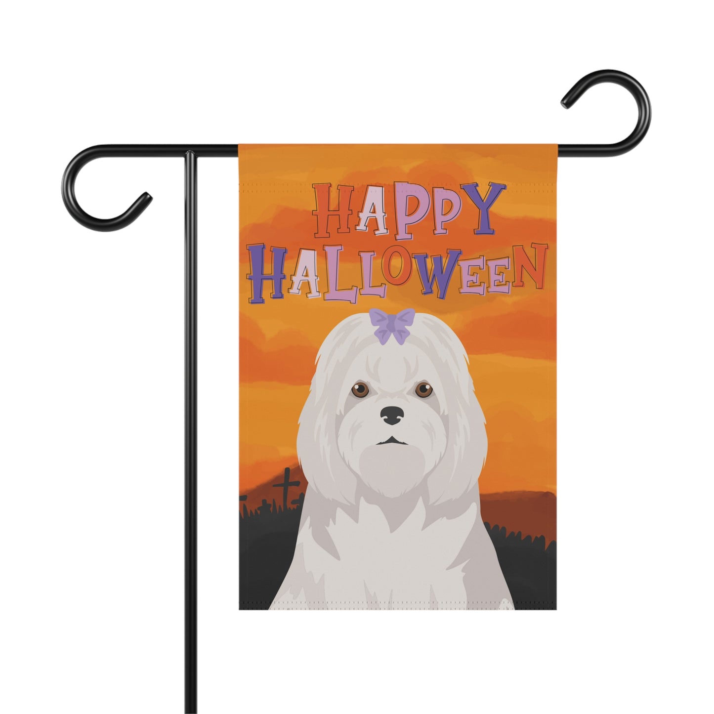 Maltese Dog Halloween Garden Flag