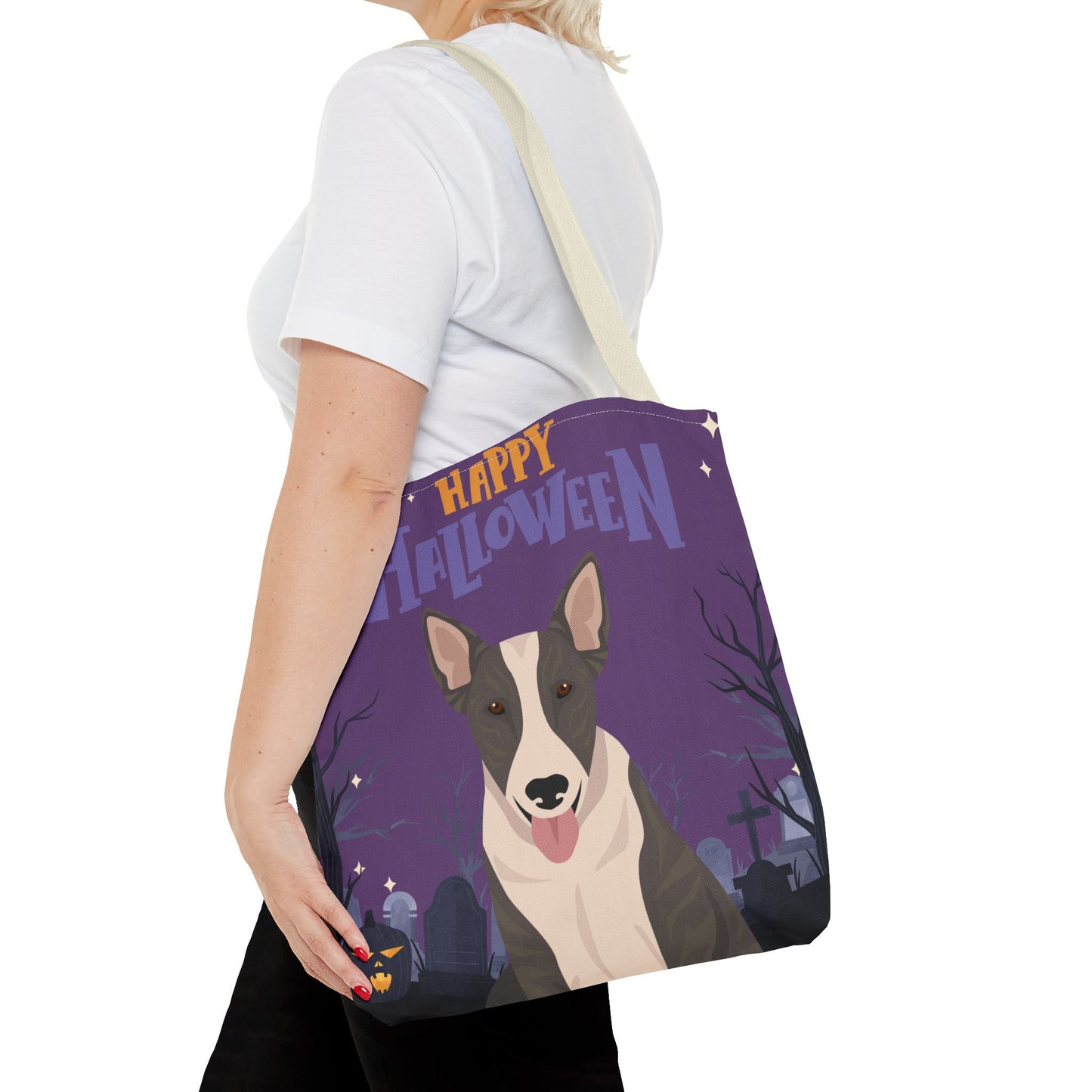 Bull Terrier Dog Happy Halloween Tote Bag 16x16