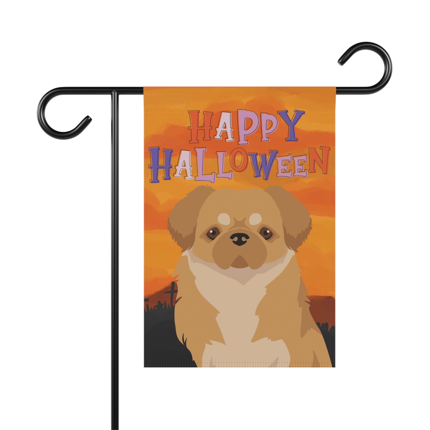 Tibetan Spaniel Dog Halloween Garden Flag