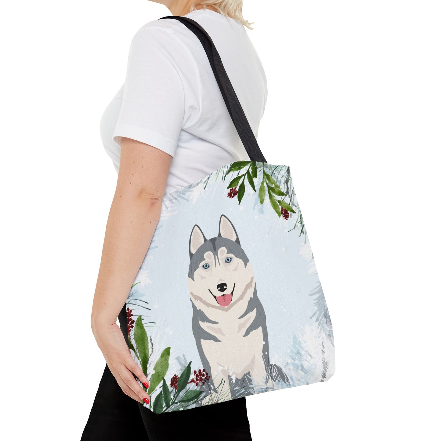 Siberian Husky Dog Christmas Holiday Tote Bag 16x16