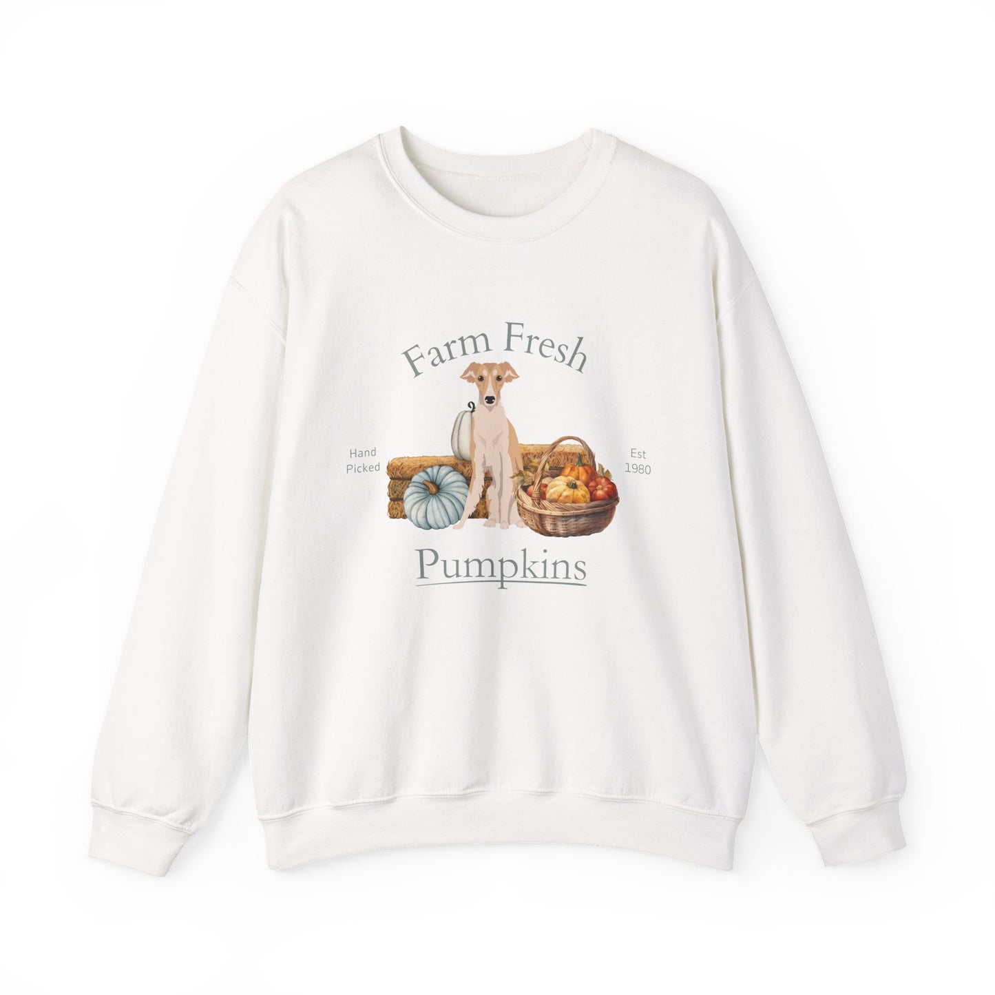 Silken Windhound Dog Fall Farm Fresh Unisex Heavy Blend Crewneck Sweatshirt
